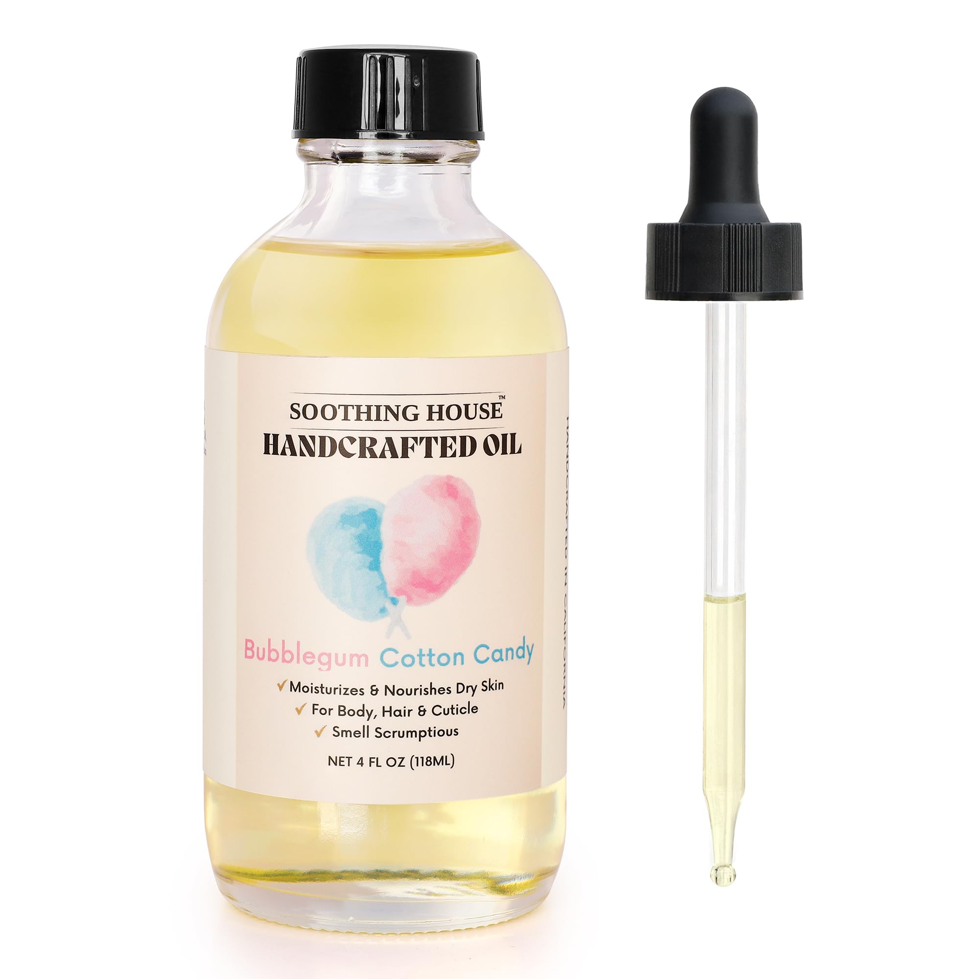 Soothing House Sweet Pineapple Body Oil - Moisturizing Body Oil for Soft, Glowing Skin with Almond & Jojoba Oil (4 fl oz): Bubblegum Cotton Candy 4 Fl Oz (Pack of 1)