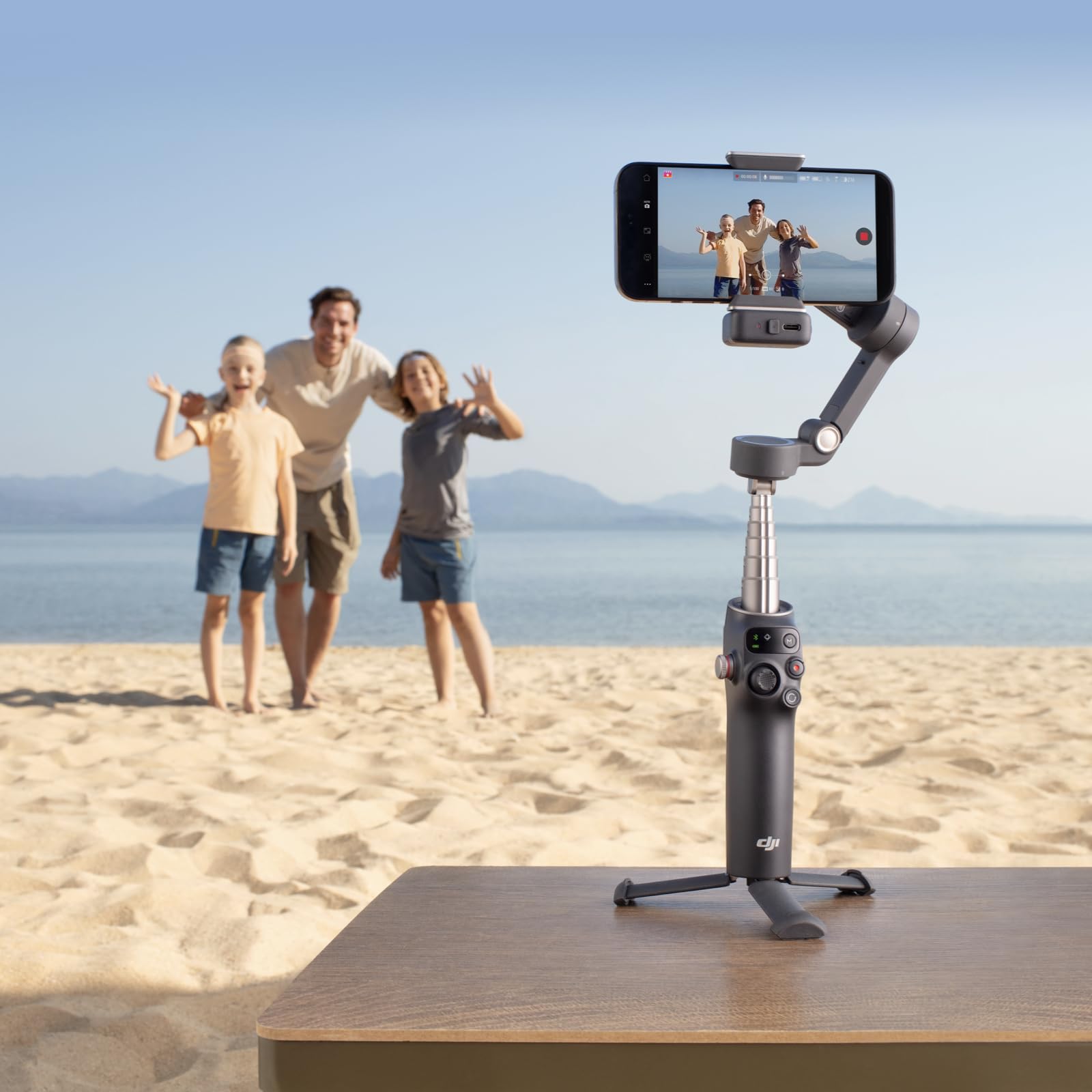 DJI Osmo Mobile 7P Gimbal Stabilizer for iPhone, Android, Native Tracking, Lighting, 3-Axis Phone Gimbal, Quick Launch, One-Tap Edit, Built-in Extension Rod & Tripod, 10hrs Use, Phone Charging thumbnail 10