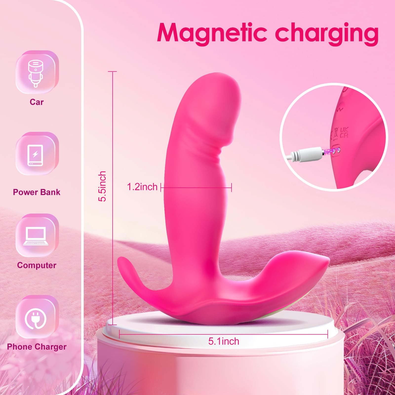 Sex Toy G Spot Vibrator Dildo -Wearable App Remote Control Panty Vibrators with 10 Quickly Wiggling & Vibrating Modes Anal Sex Toys Clitoral Nipple Stimulator for Female or Couples: Rose Vibrator