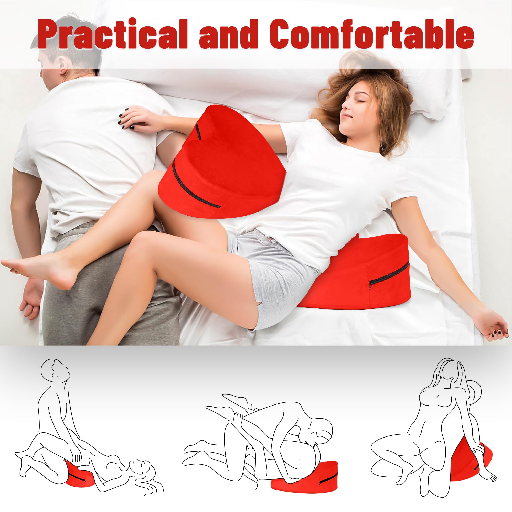 Sex Pillow Foam Heart Pillow Sex Position Pillow for Adults Sex Cushion Sex Furniture for Bedroom Couples Sex Toys: Red