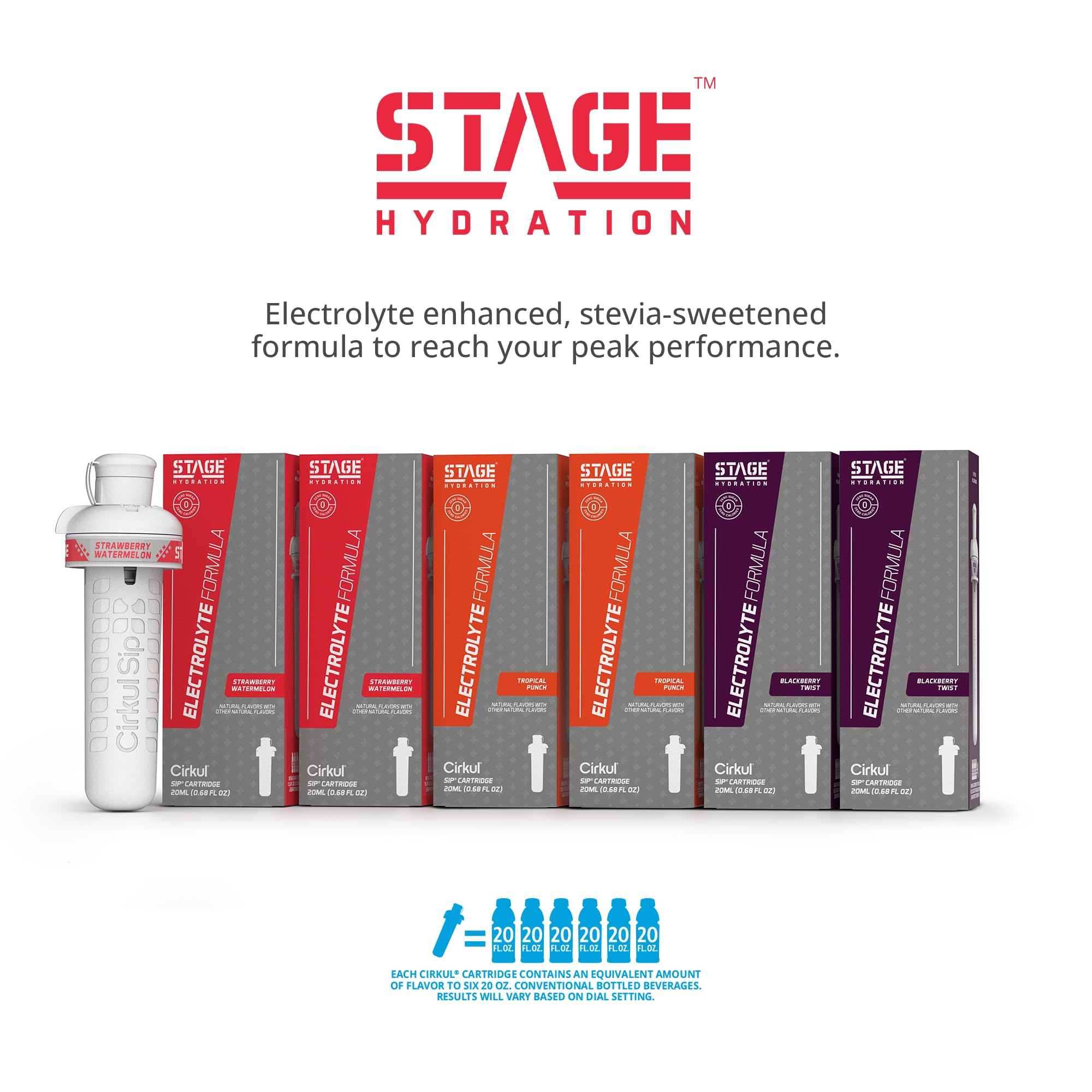 Cirkul Stage Flavor Cartridge Variety Pack with Electrolytes and Stevia, 6-Pack (2 Strawberry Watermelon, 2 Tropical Punch, 2 Blackberry Twist): Stage Variety Pack
