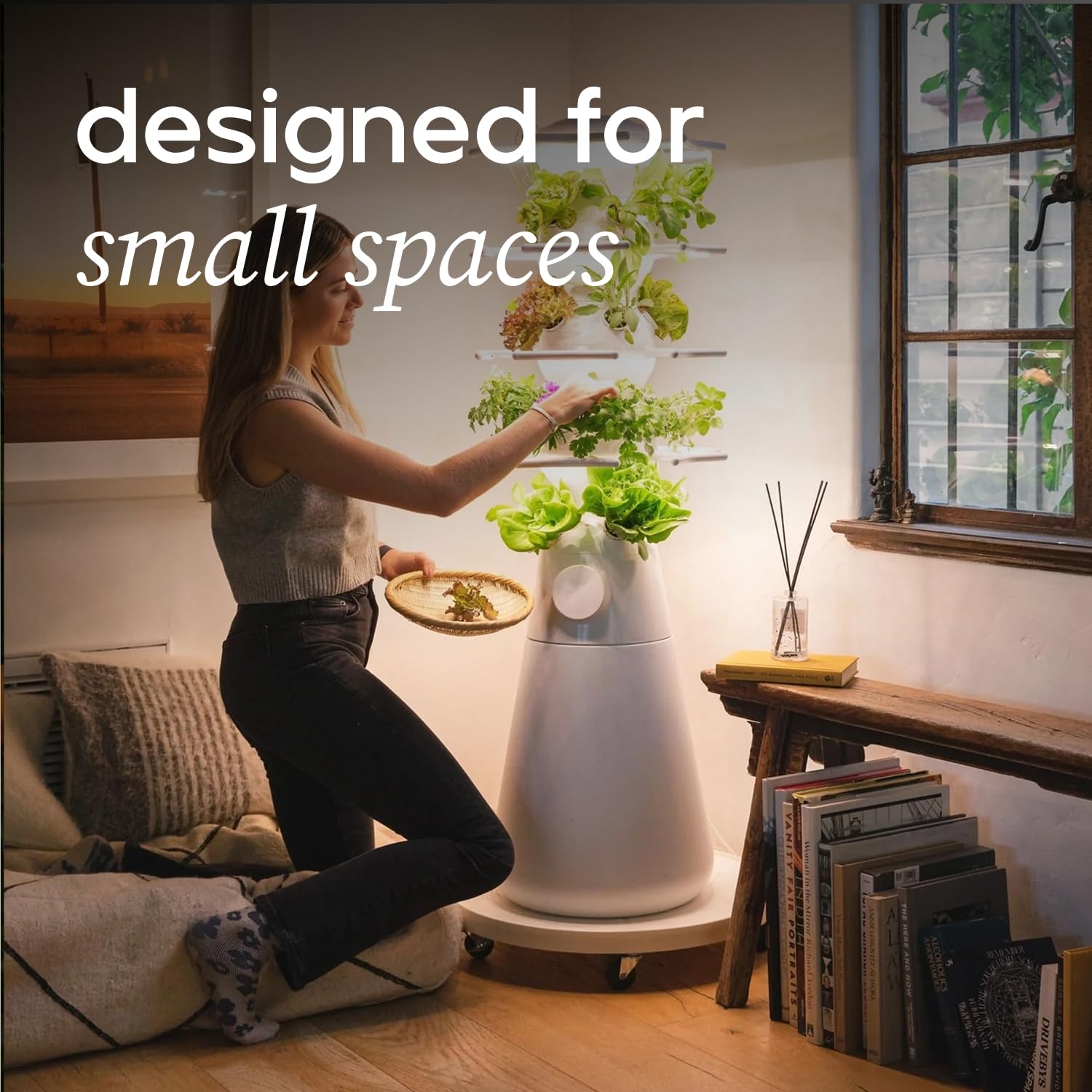 New! Lettuce Grow Farmstand Nook | 20 Plant Hydroponic System | Self-Watering Indoor Vertical Garden Planter Tower w/Pump, BPA-Free Food Grade | 4ft 7in | Made in USA…: Seedlings Included