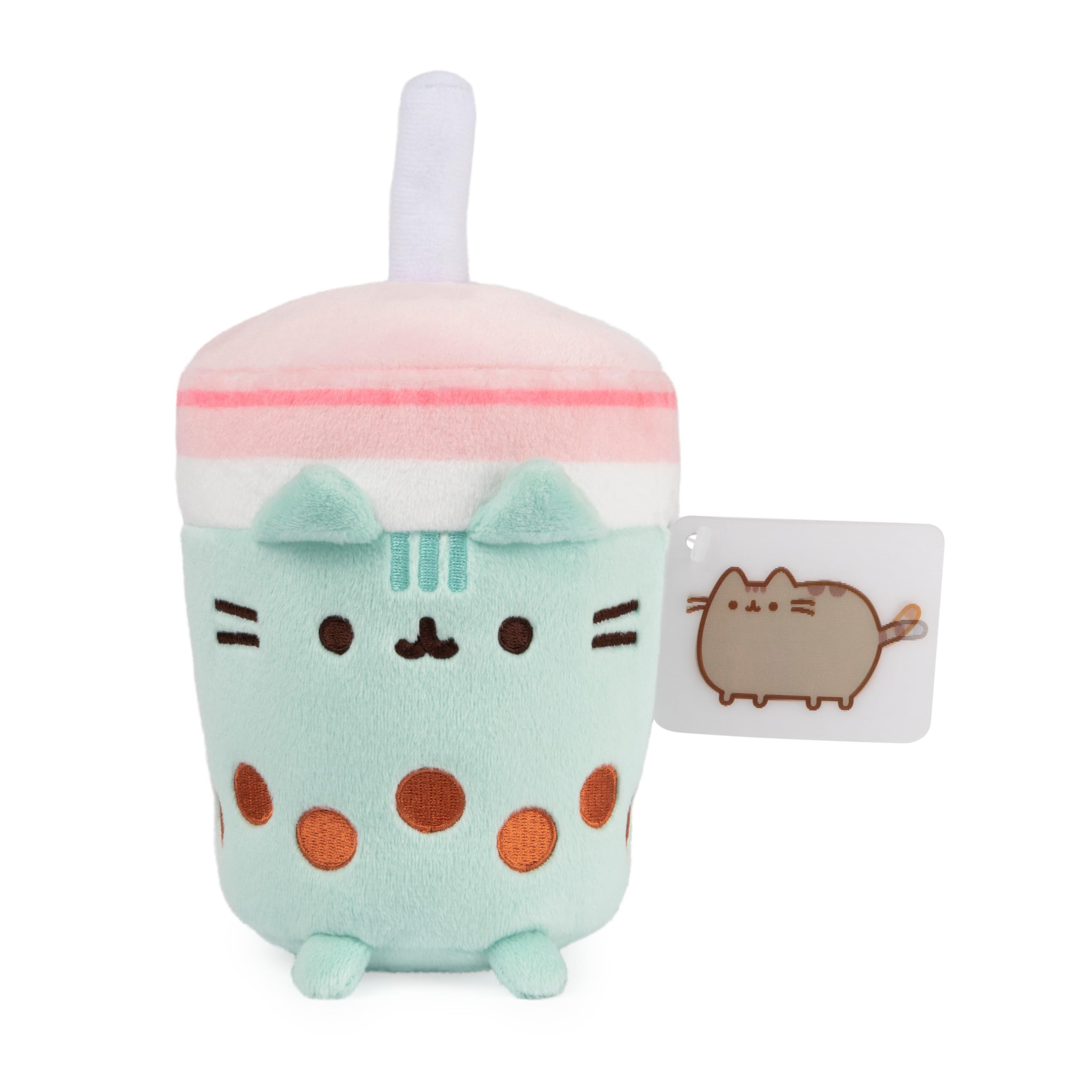 GUND Pusheen  Plush Cat Stuffed Animal for Ages 8 and Up, Green/Pink, 6”: Boba Tea Cup
