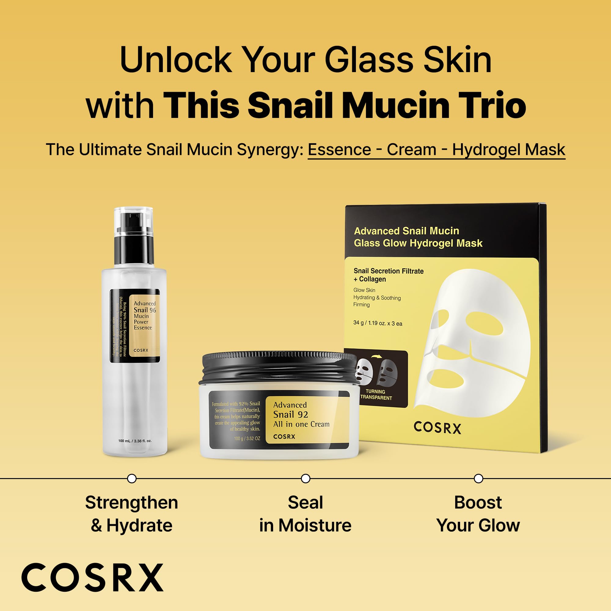 COSRX Snail Mucin 96% Power Repairing Essence 3.38 fl.oz 100ml, Hydrating Serum for Face with Snail Secretion Filtrate for Dull Skin & Fine Lines, Korean Skin Care: 3.35 Fl Oz (Pack of 1)