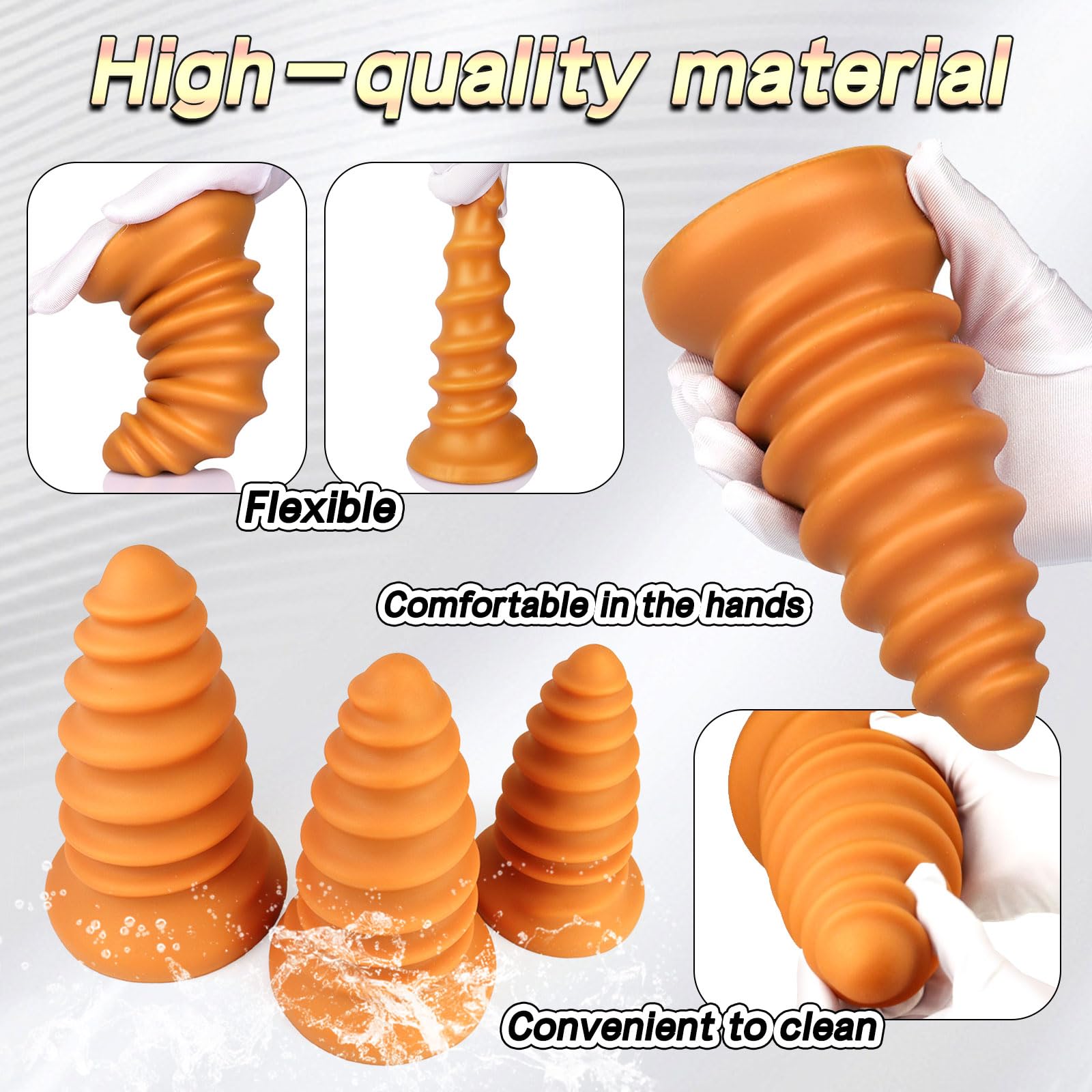 TaRiss's Silicone Anal Plug with Suction Base for Hands-Free Play Thick Butt Plug Dildo for Anal Training Prostate G-spot Stimulation Screw Shape Fantasy Adult Sex Toy for Advanced Players  8.66’’: XL