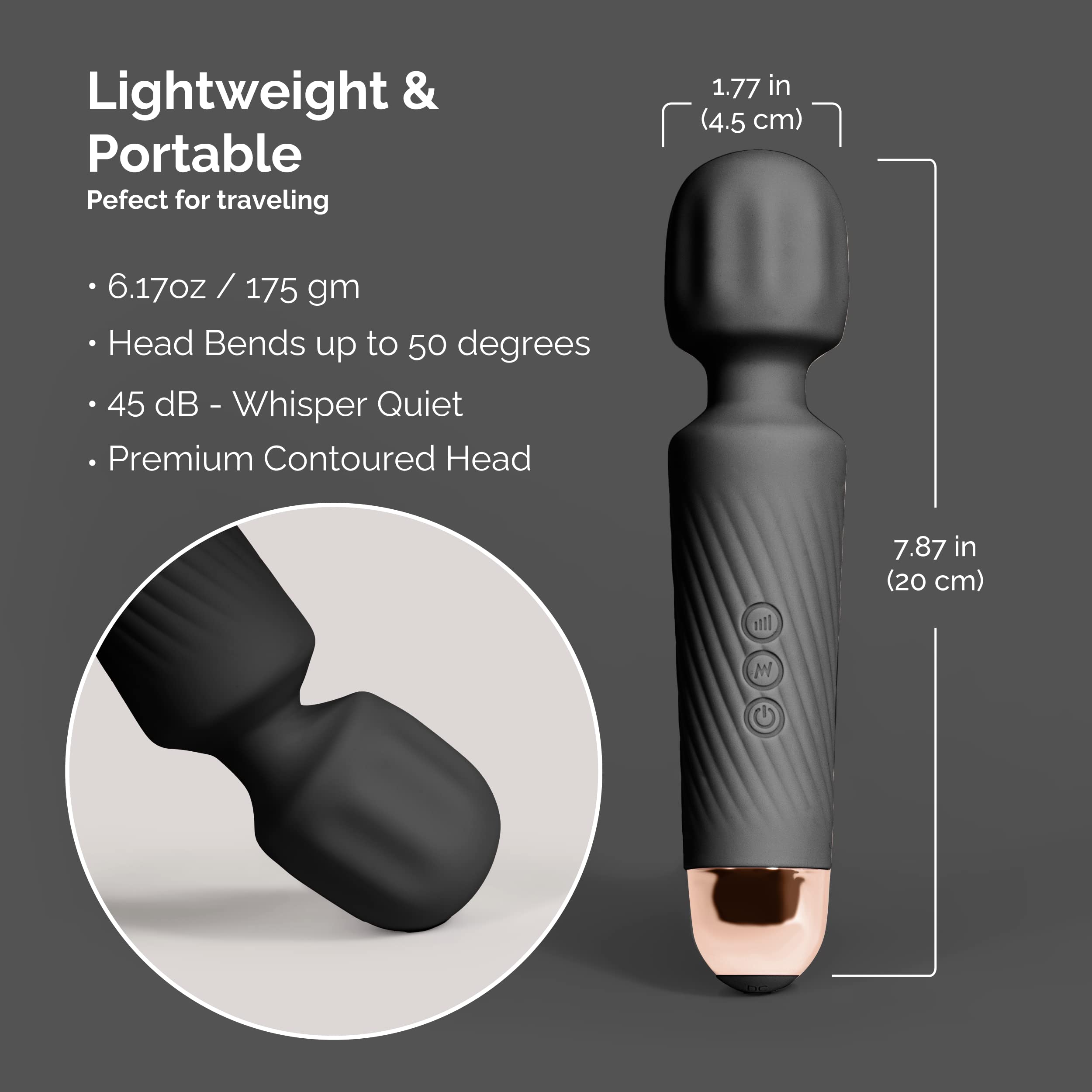 Ava Vibrator Wand Sex Toys [ Clit Stimulator ] Vibrators for Woman Adult Toy | Gifts for Women | 20 Patterns & 8 Speeds of Pleasure | Quiet & Small - - Black: Standard