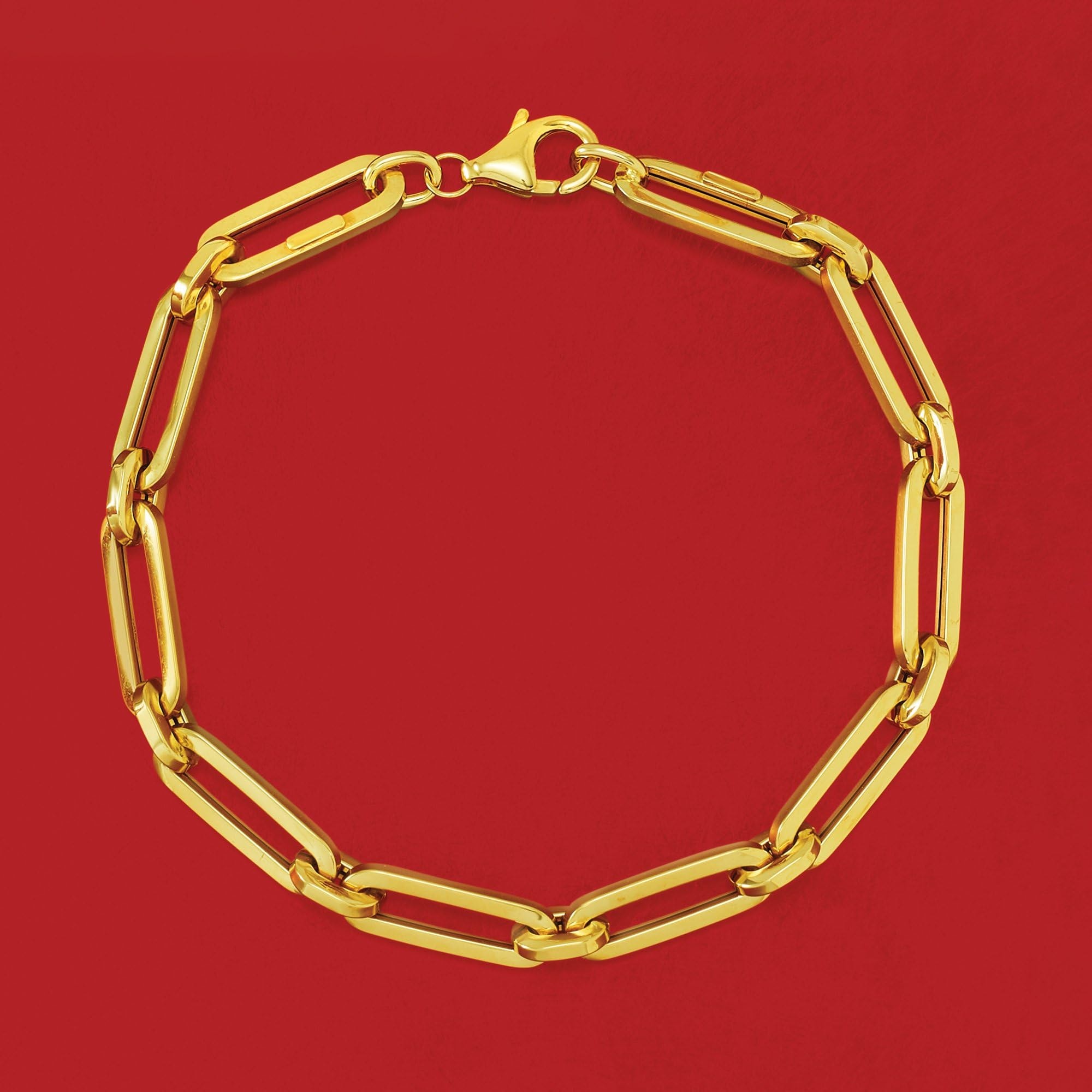 Ross-Simons Italian 14kt Yellow Gold Paper Clip Link Bracelet. 7 inches - Image 5