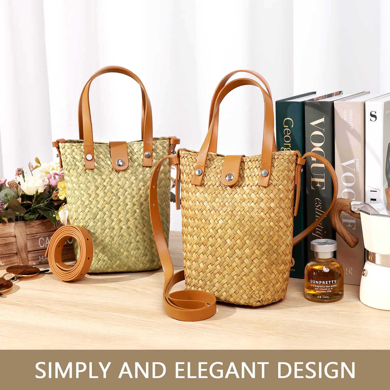 EIMMBD Straw Bags for Women Straw Clutch Purses Beach Crossbody Tote Bags Handbag