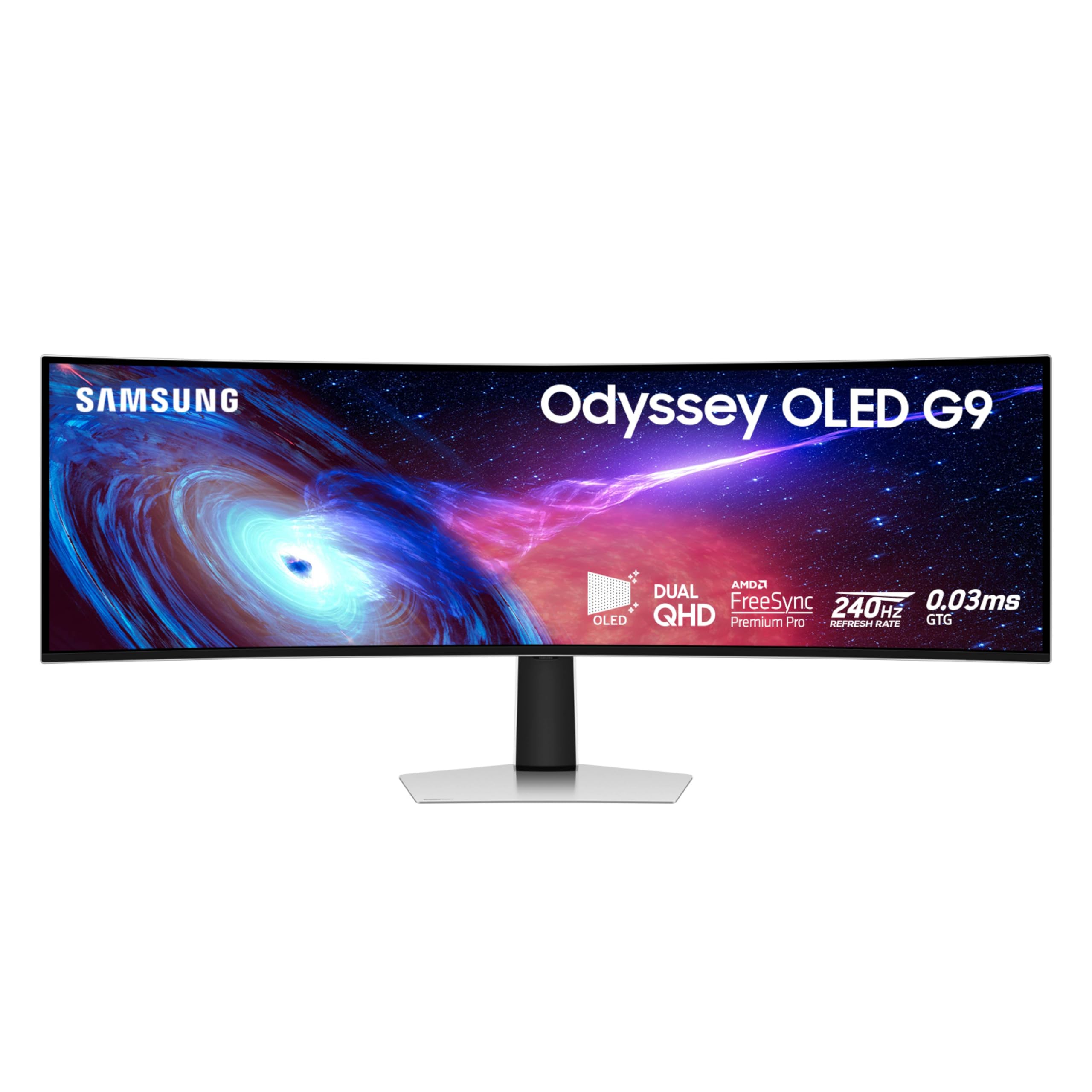 SAMSUNG 49” Odyssey G9 Series DQHD 1000R Curved Gaming Monitor, 1ms(GtG), VESA DisplayHDR 1000, 240Hz, AMD FreeSync Premium Pro, Height Adjustable Stand, Ultrawide Screen, LS49CG954ENXZA, 2024: Samsung 49" Odyssey OLED (G93SC) Series Curved Gaming Monitor w QD-OLED, 240Hz, 0.03ms, DQHD, G-Sync Compatible, AMD FreeSync Premium Pro,Height Adjustable Stand,3 Yr Warranty,LS49CG932SNXZA