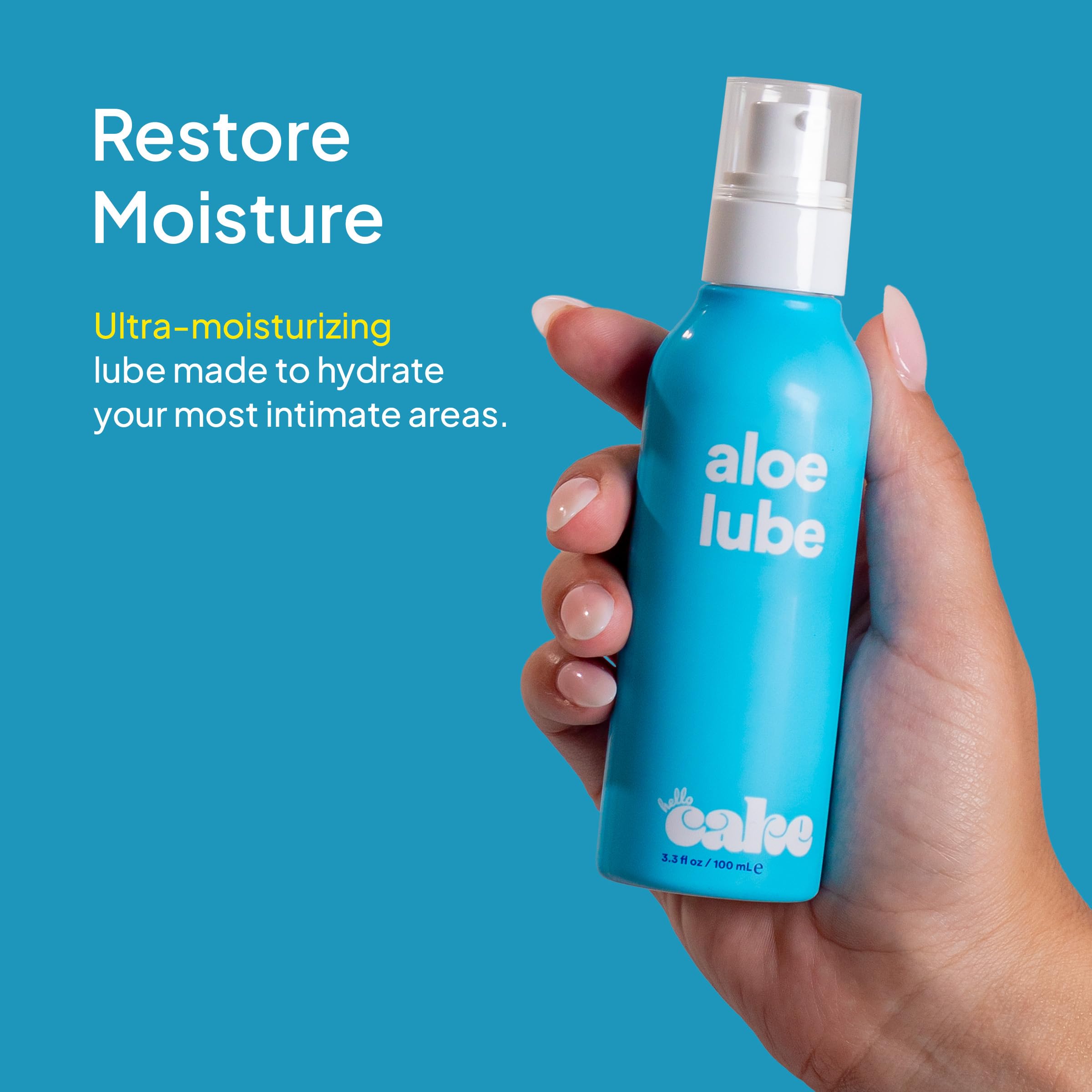 Hello Cake -Based Personal Lubricant - Hydrating, Long-Lasting, Non-Sticky, Ultra Slippery, Condom Compatible Lube for Men, Women, and Couples 3.3 fl oz: Natural
