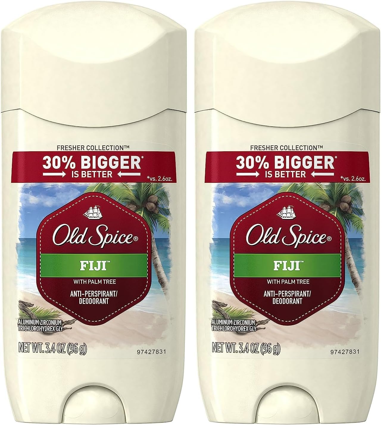 Old Spice Fresher Collection Men's Anti-Perspirant and Deodorant, Fiji Scent - 3.4 Oz: 3.4 Ounce (Pack of 2) Fiji