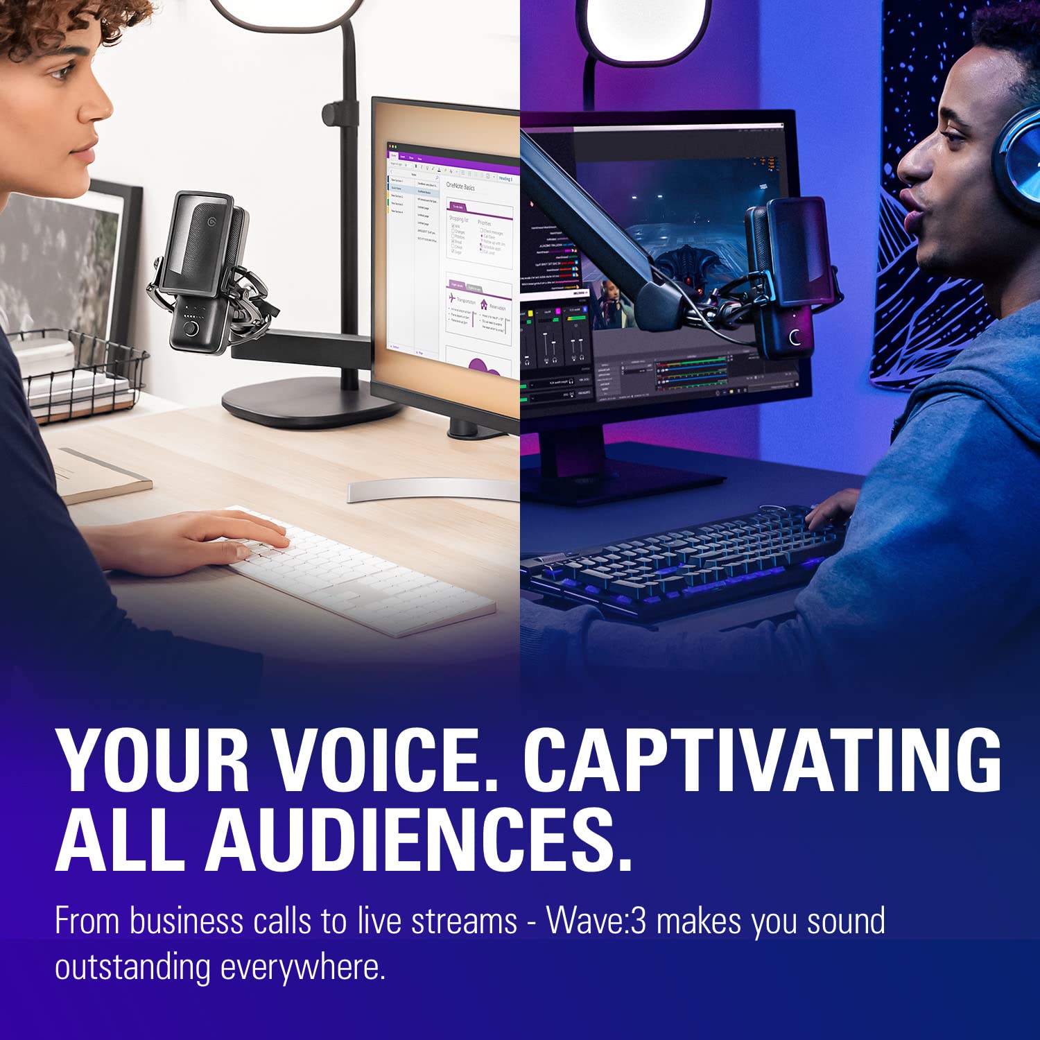 Elgato Wave:3 - Premium Studio Quality USB Condenser Microphone for Streaming, Podcast, Gaming and Home Office, Free Mixer Software, Sound Effect Plugins, Anti-Distortion, Plug ’n Play, for Mac, PC: Black Microphone