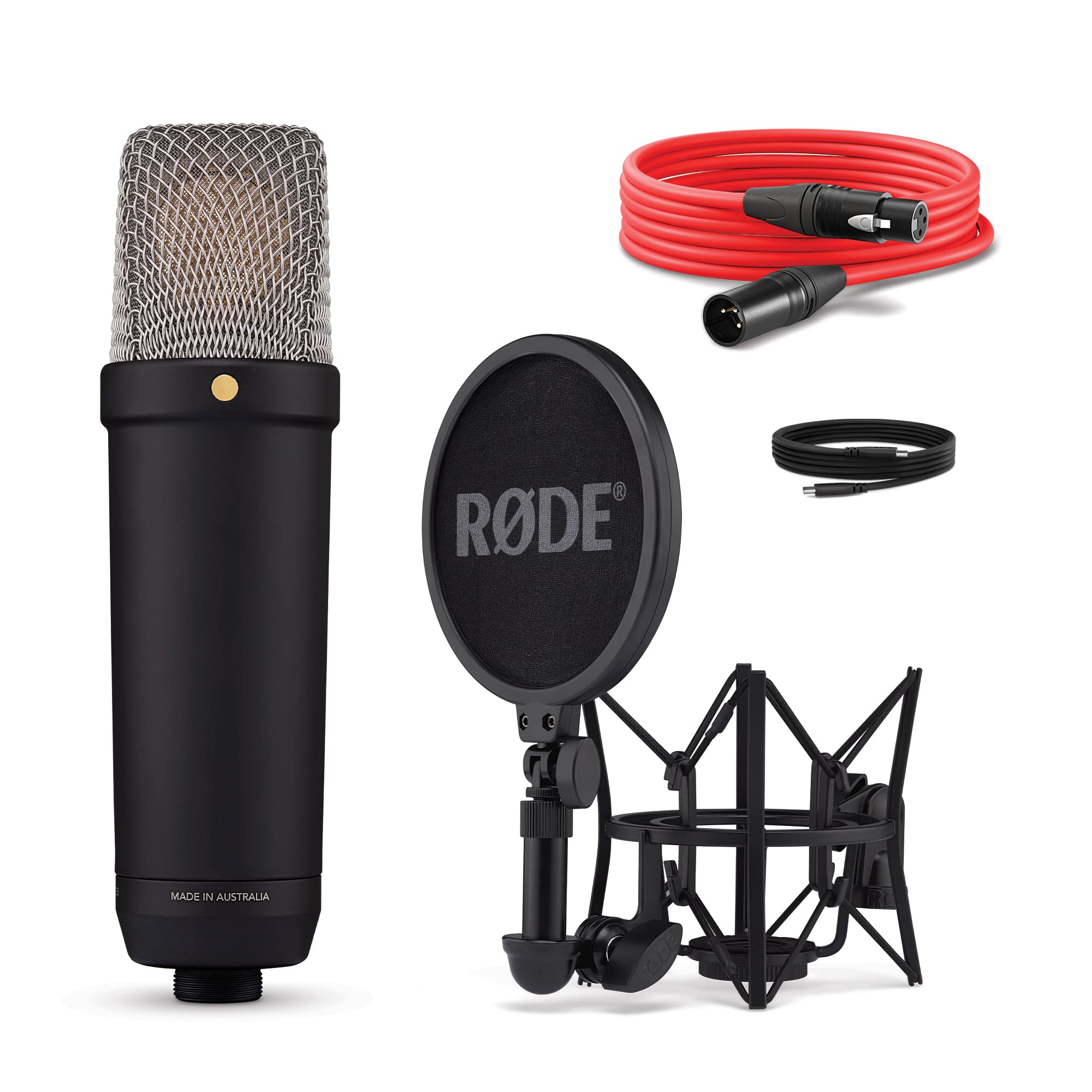 RØDE NT1 5th Generation Large-diaphragm Studio Condenser Microphone with XLR and USB Outputs, Shock Mount and Pop Filter for Music Production, Vocal Recording and Podcasting (Black): NT1 5th Gen Black