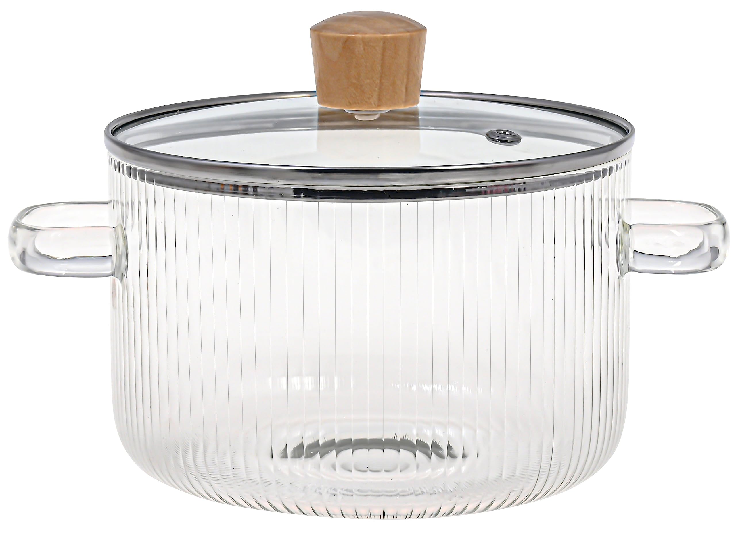 Glass Cooking Pot with Lid - 1.6L(54oz) Heat Resistant Borosilicate Glass Cookware Stovetop Pot Set - Paella Pan Simmer Pot with Cover Safe for Soup, Milk, Baby Food