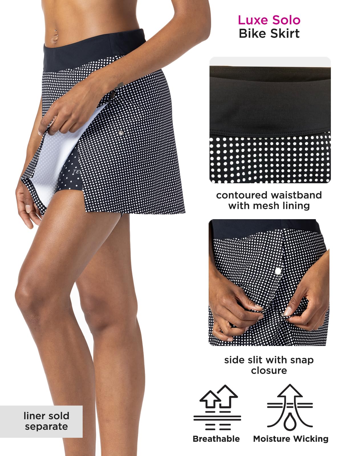 Terry Bike Skirts for Women, Mixie Ultra Womens Biking Skirt, Snap Front Wrap Skirt Athletic Golf Hiking Tennis Skirt thumbnail 6