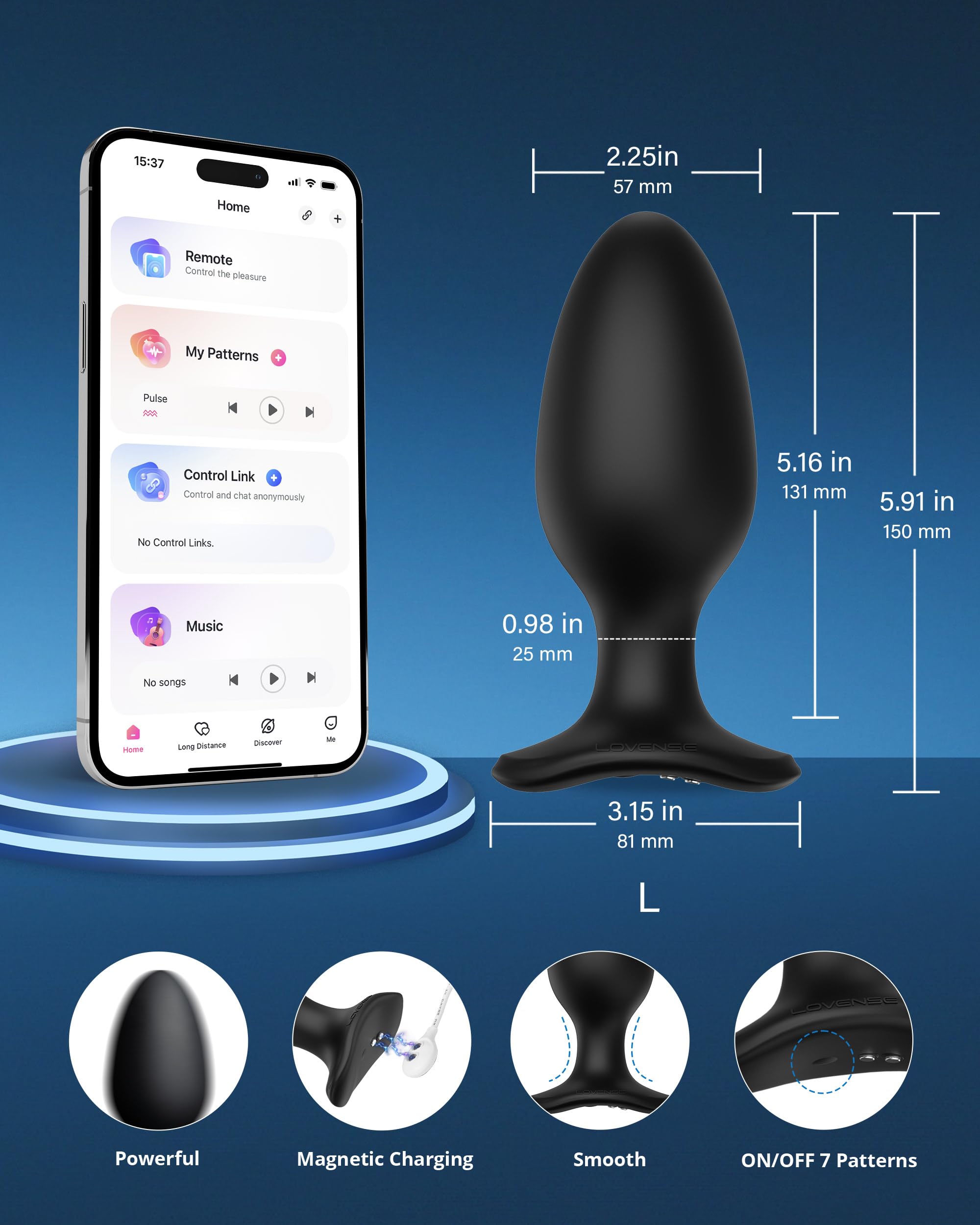 LOVENSE Hush 2 Vibrating Butt Plug 2.25", Silicone Anal Vibrator for Men with Remote Control, Waterproof and Rechargeable Big Plug Vibration Machine for Women, Adult Anal Plug Sex Toys for Couples: Hush 2(2.25 Inch)