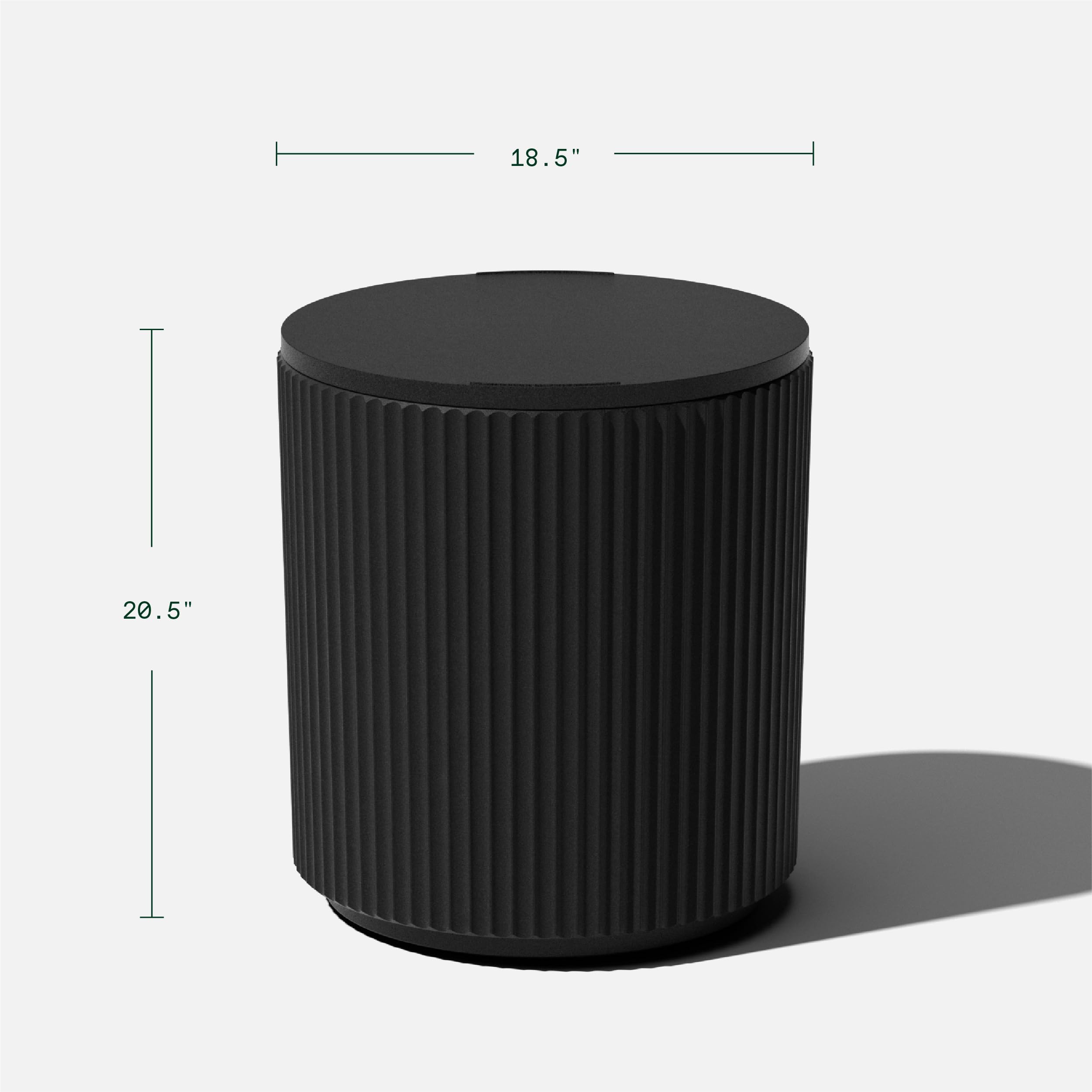 Veradek Outdoor Cooler Side Table - 2 in 1, Black, 21 inch: Black Fluted Surface