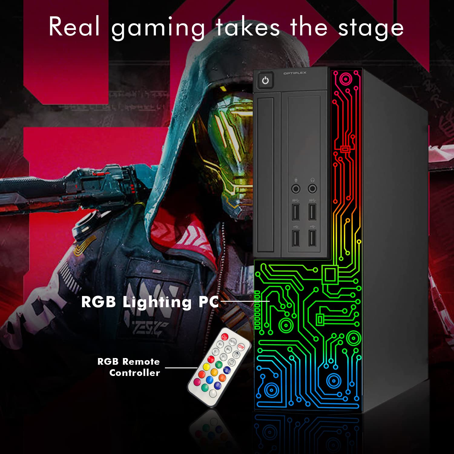 Dell Gaming OptiPlex Desktop RGB Computer PC, Intel Core i7, AMD RX 550 4GB GDDR5, 16GB RAM, 512GB SSD, 24 Inch HDMI Monitor, RGB Keyboard Mouse and Headset, WiFi, Windows 10 Pro (Renewed): Dell Gaming OptiPlex Desktop RGB Computer PC, Intel Core i7, AMD RX 550 4GB GDDR5, 16GB RAM, 512GB SSD, 24 Inch HDMI Monitor, RGB Keyboard Mouse and Headset, WiFi, Windows 10 Pro (Renewed)