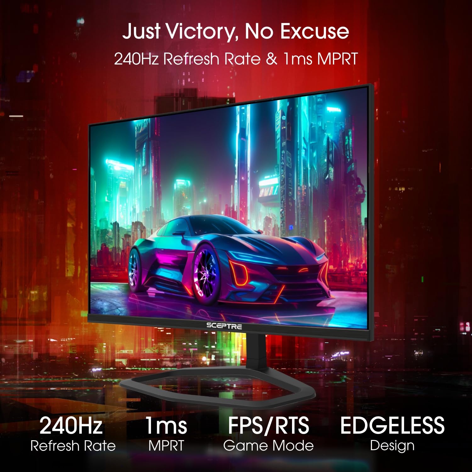 Sceptre 34-Inch Curved Ultrawide WQHD Monitor 3440 x 1440 R1500 up to 165Hz DisplayPort x2 99% sRGB 1ms Picture by Picture, Machine Black 2023 (C345B-QUT168): 24.5" 240Hz