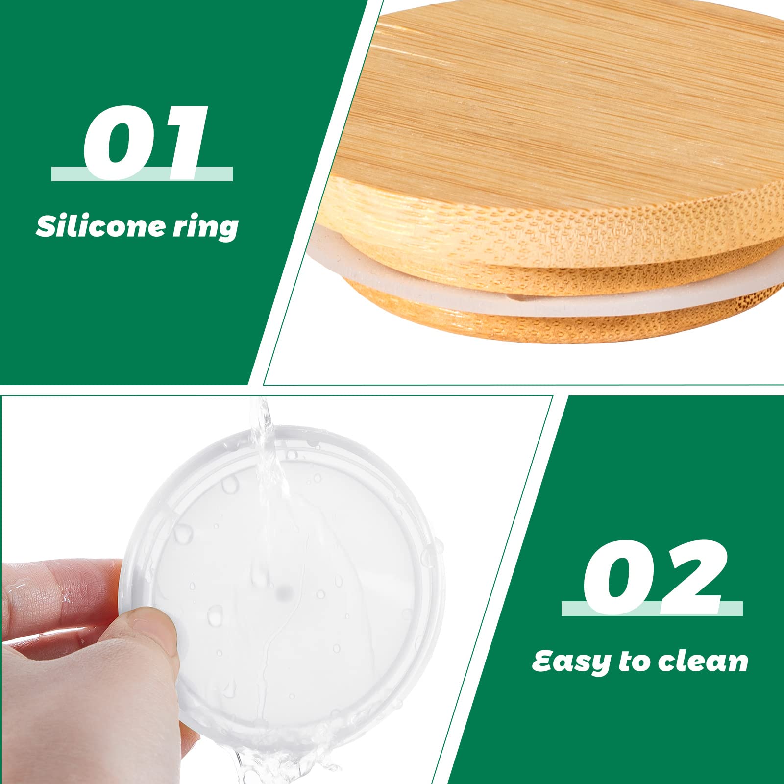 Mumufy 27 Pcs Yogurt Jar Lids Clear Plastic Silicone Bamboo Wood Container Lids with Silicone Sealing Rings Reusable Replacement Covers Compatible with Oui Yogurt Jars thumbnail 5