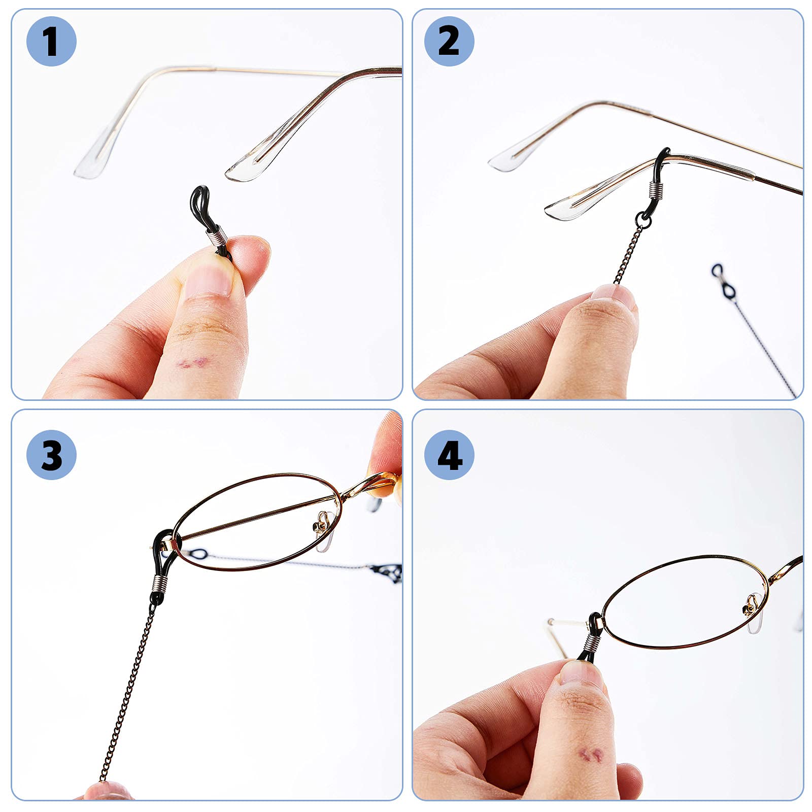 Frienda 2 Pieces Glass Chains Bat Goth Sunglasses Eyeglass Eyewear Lanyard Halloween Party Accessories for Women Men: Black