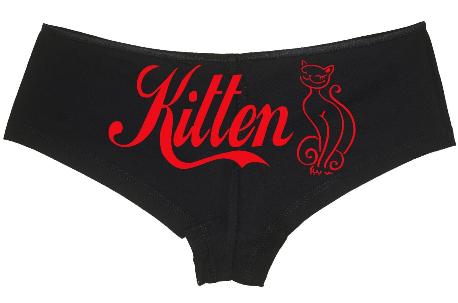 Knaughty Knickers - Daddy's KITTEN With Cat Boy Short Panties - Pet Play NEKO daddys girl DDLG CGL boyshort underwear: Small Red