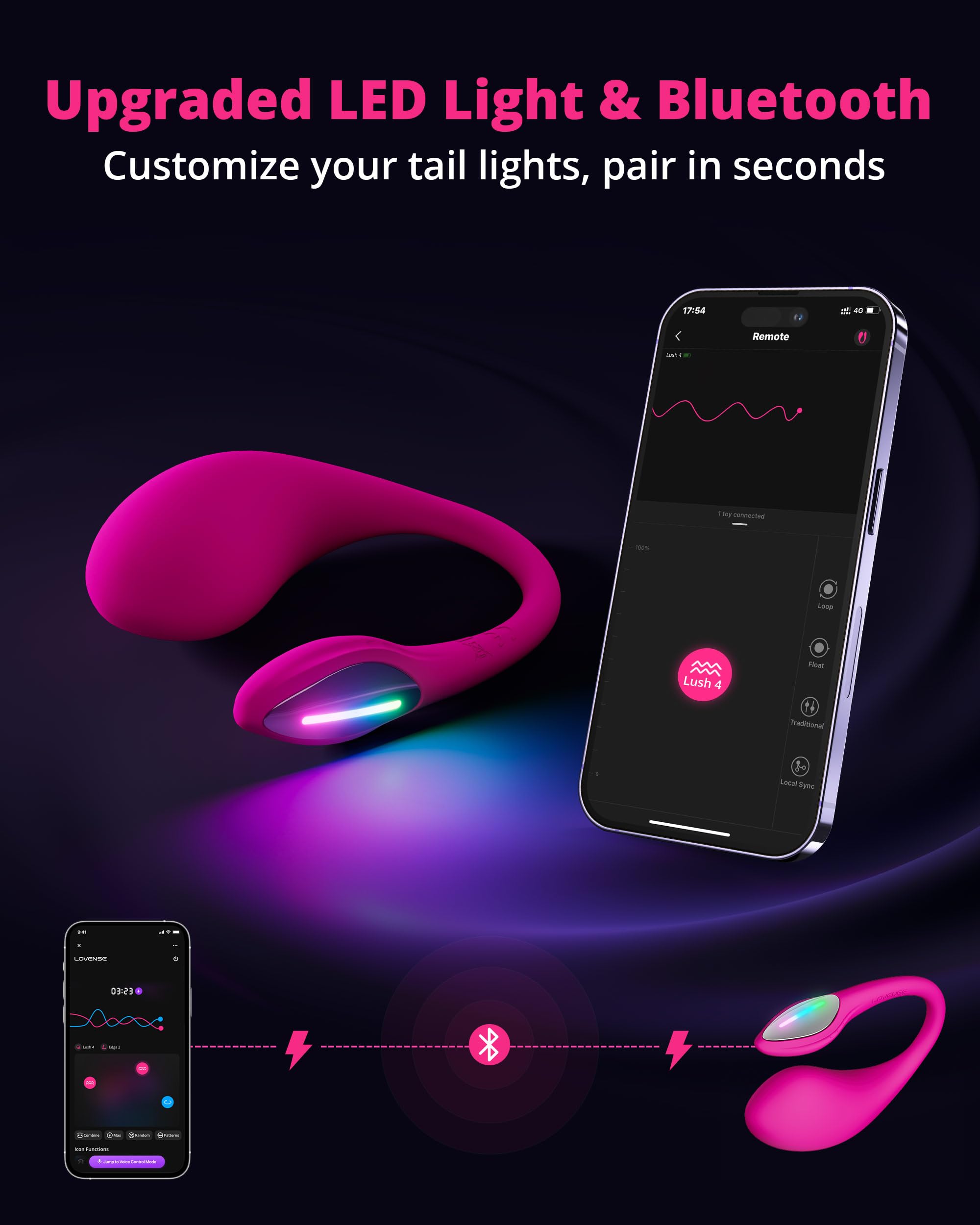 LOVENSE Lush 4 Remote Control G-spot Vibrator, Wearable Long Distance Adult Sex Toys & Games with LED Light, App Controlled Egg Vibrators for Women Couples, Powerful Vibration, Discreet, Waterproof: LOVENSE Lush 4 Remote Control G-spot Vibrator, Wearable Long Distance Adult Sex Toys & Games with LED Light, App Controlled Egg Vibrators for Women Couples, Powerful Vibration, Discreet, Waterproof