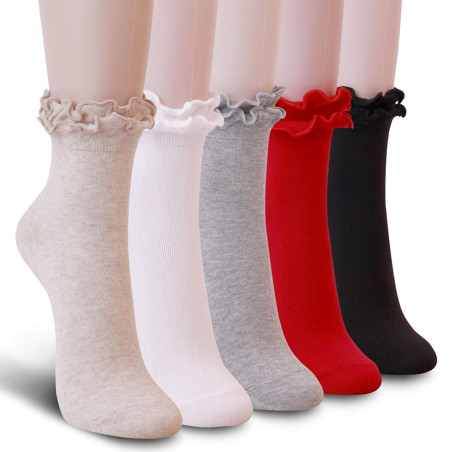 Youneedthat Women's Double Ruffle Frilly Ankle, Crew Socks Cotton Lettuce Lace Trim Big Girls (Pack of 3/5): Youneedthat Women's Double Ruffle Frilly Ankle, Crew Socks Cotton Lettuce Lace Trim Big Girls (Pack of 3/5)
