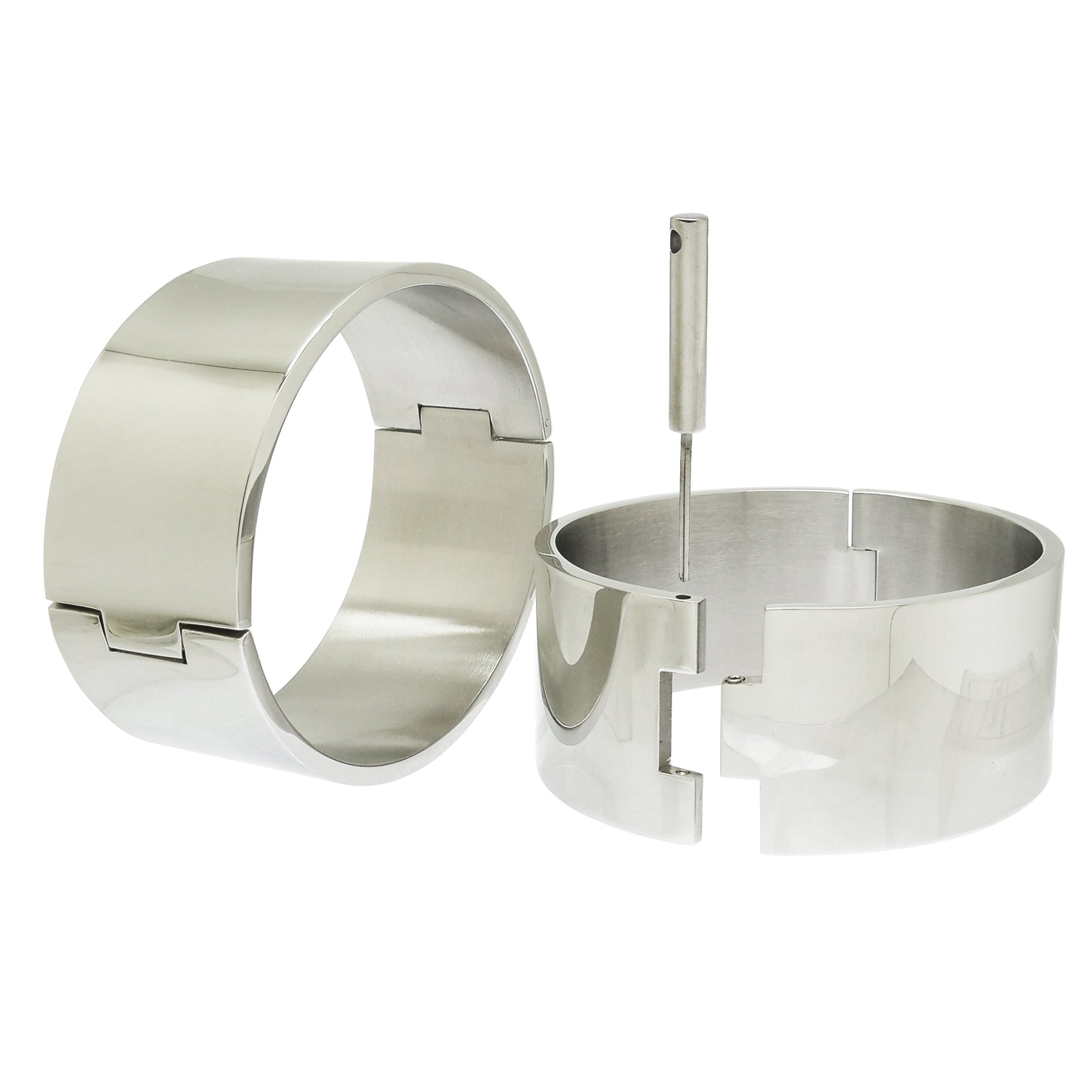 ACECHANNEL Polished shining stainless steel oval shape wrist ankle cuffs lockable bangle salve bracelets: ACECHANNEL Polished shining stainless steel oval shape wrist ankle cuffs lockable bangle salve bracelets