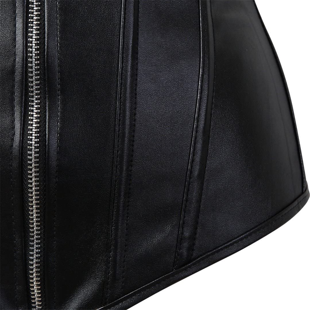 Corsets for Women Faux Leather Corset Top Steampunk Corsets Zipper Bustier Pirate Costume: Corsets for Women Faux Leather Corset Top Steampunk Corsets Zipper Bustier Pirate Costume