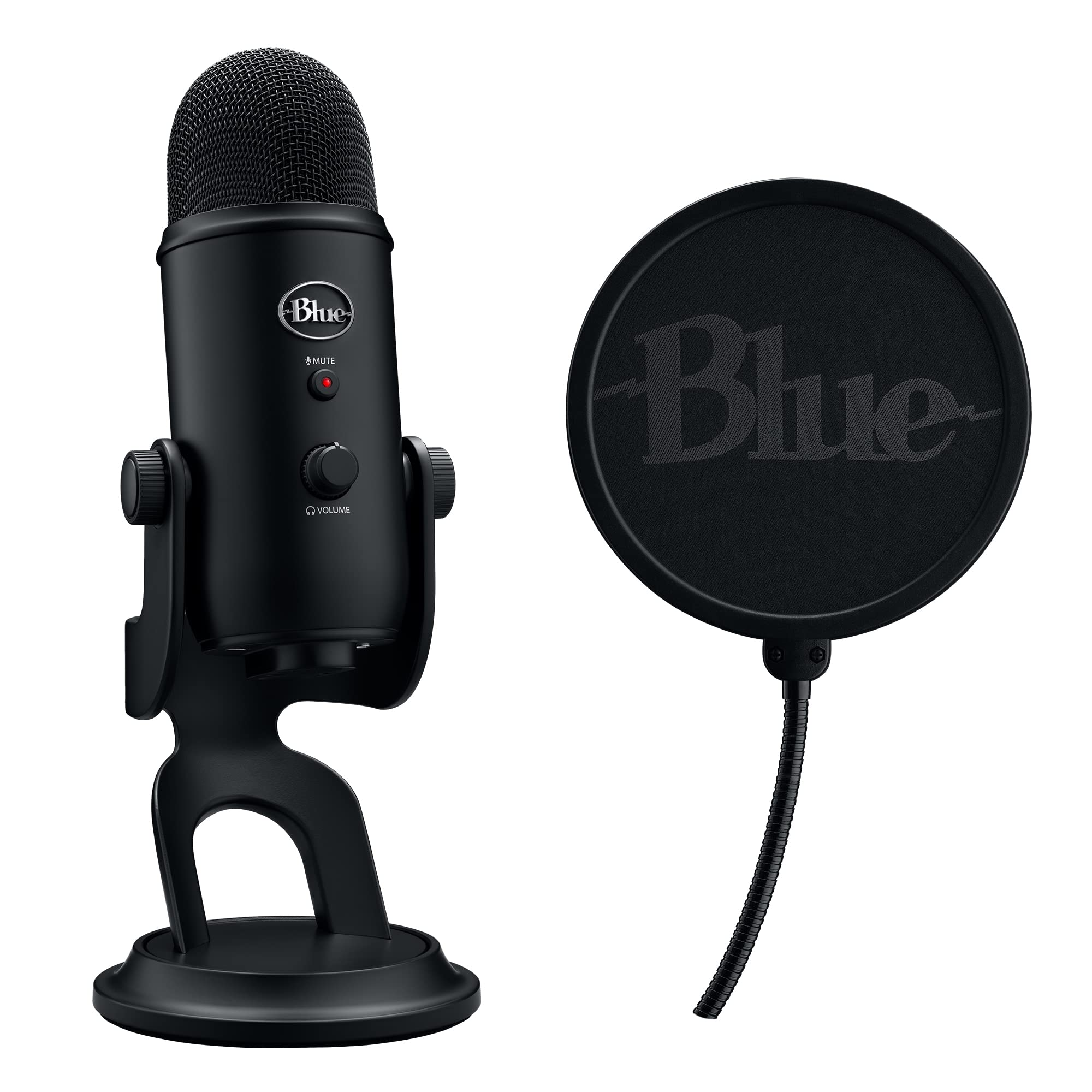 Logitech for Creators Blue Microphones Yeti USB Microphone (Blackout): Mic + Streaming Kit Blackout