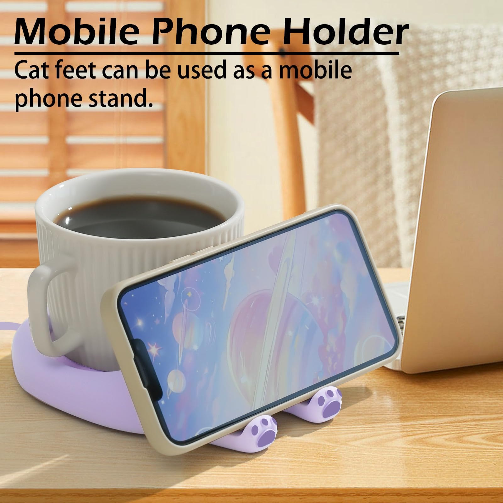 PUSEE Coffee Mug Warmer & Cute Cat Mug Set, Coffee Cup Warmer for Desk with Auto Shut Off, Beverage Warmer with 3 Temp Settings, Candle Warmer Coffee Warmer with Mug Set for Christmas & Birthday Gifts - Image 6