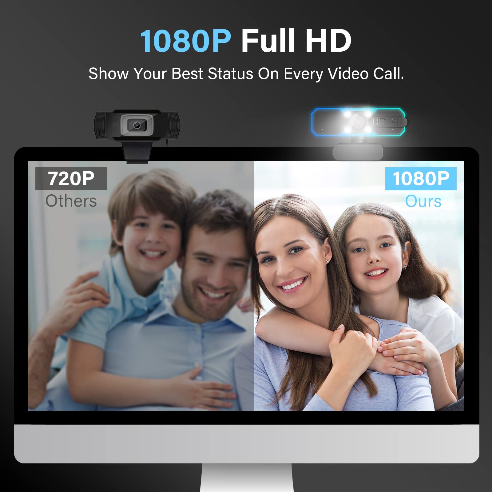 NBPOWER 1080P 60FPS Streaming Camera Webcam with Microphone and Fill RGB Light,Autofocus,Work with Laptop/Desktop Computer/Winsdows/Mac OS/PC Computer for Camera: NBPOWER 1080P 60FPS Streaming Camera Webcam with Microphone and Fill RGB Light,Autofocus,Work with Laptop/Desktop Computer/Winsdows/Mac OS/PC Computer for Camera