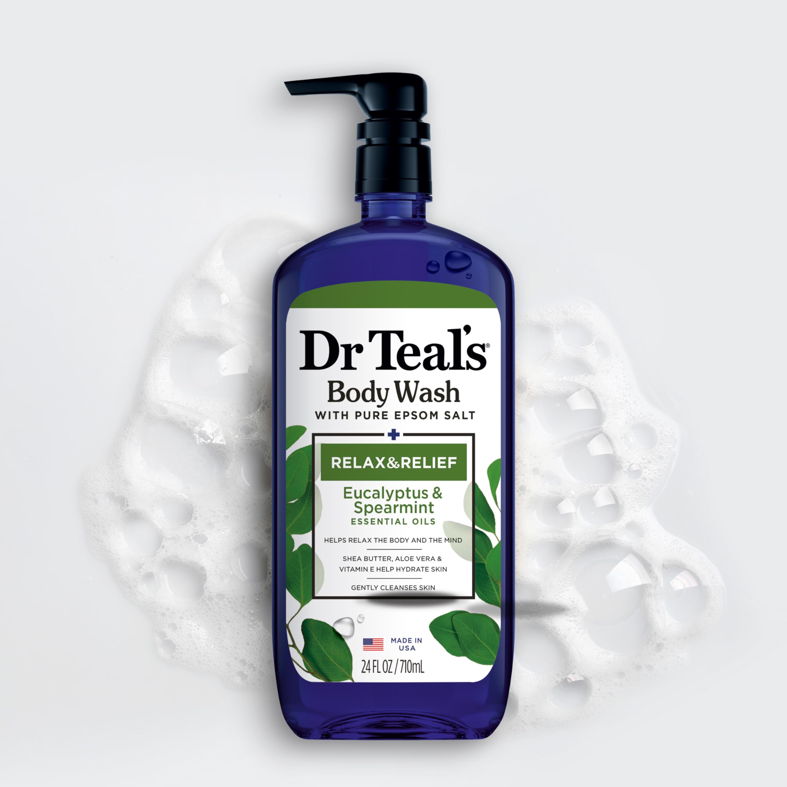Dr Teal's Body Wash with Pure Epsom Salt, Soothe & Sleep with Lavender, 24 fl oz (Pack of 2): Lavender & Eucalyptus