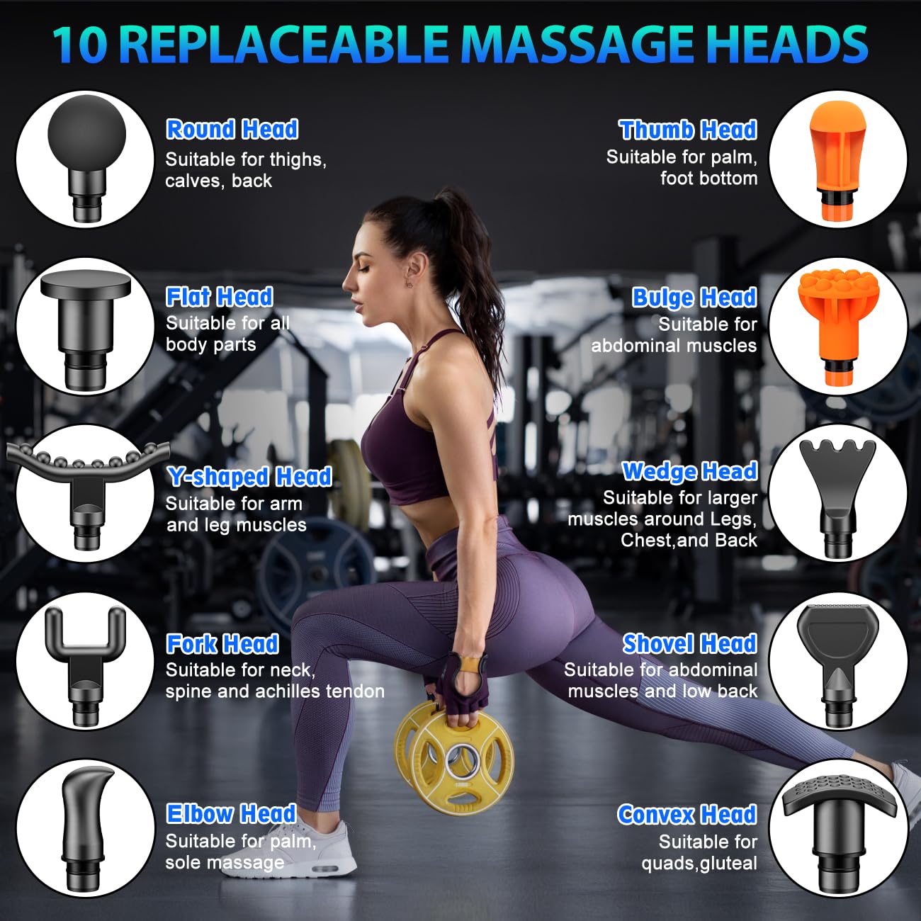 TOLOCO Massage Gun, Deep Tissue Back Massage for Athletes for Pain Relief, Percussion Massager with 10 Massages Heads & Silent Brushless Motor, Gifts for Fathers Day,: Silver