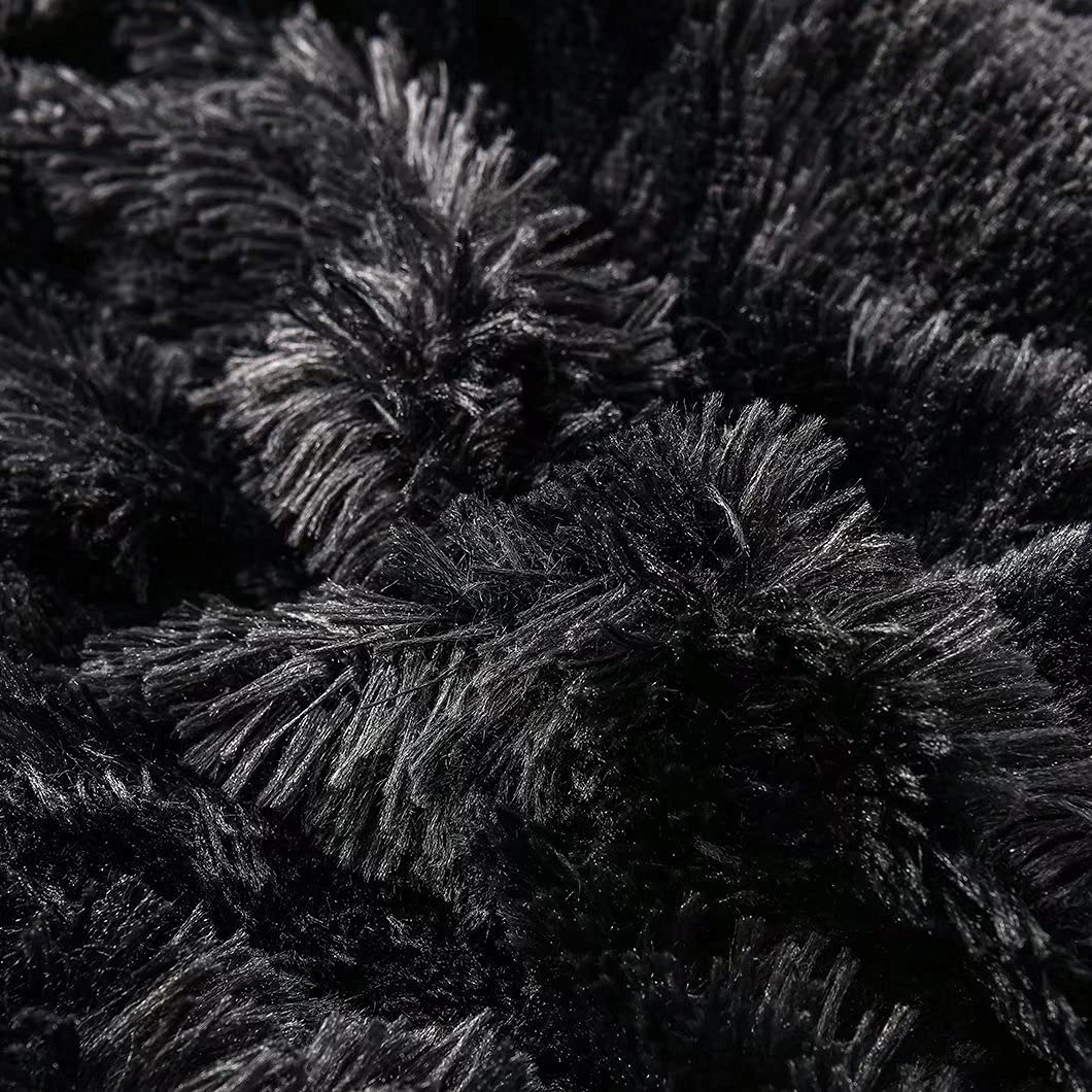 YUSOKI Olive Green Faux Fur Throw Blanket,2 Layers,50" x 60" Cozy Plush Fluffy Blanket Furry Fuzzy Warm Cute Shaggy Blanket for Fall Bed Living Room Décor Baby Women Pet: Black King90"*104"
