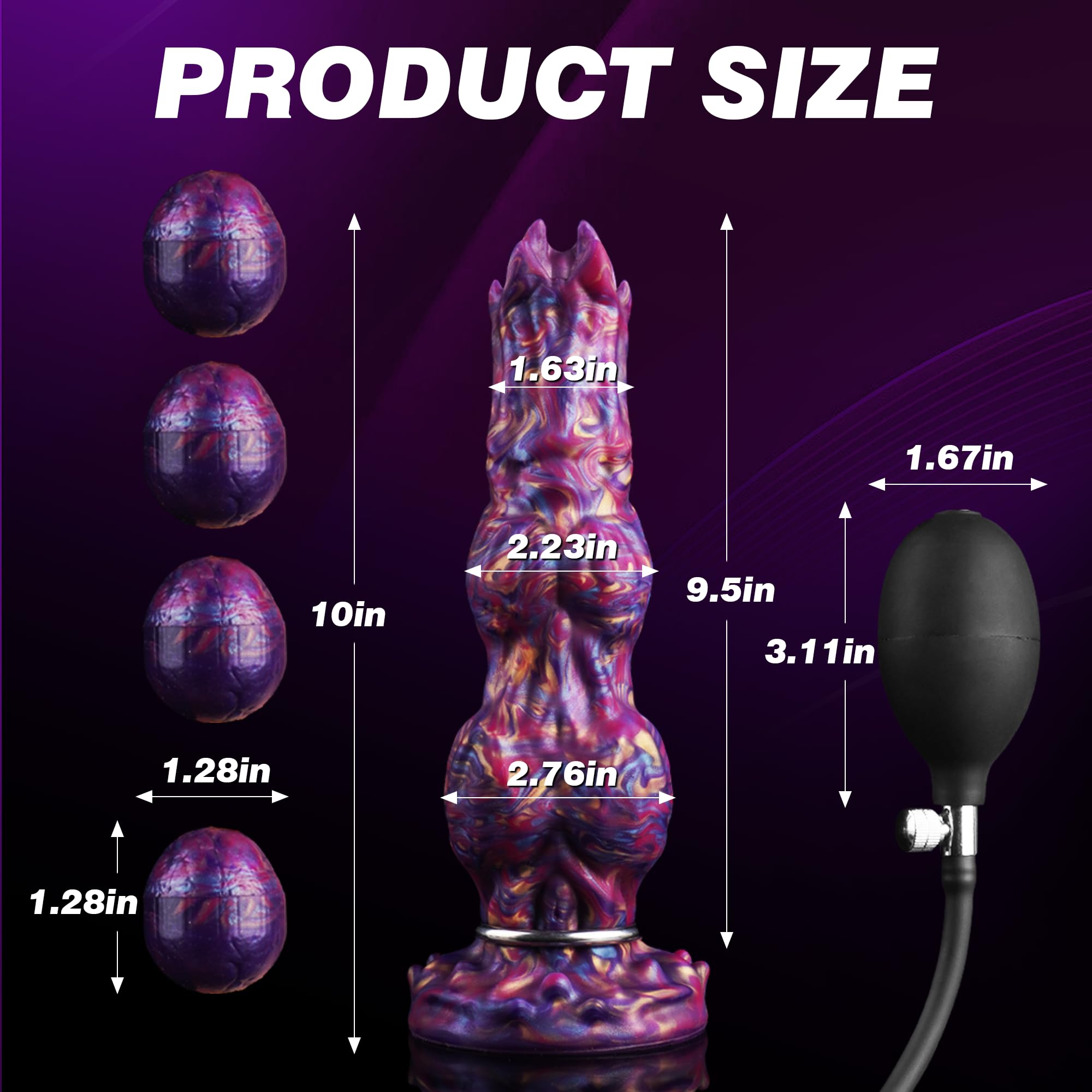 10" Monster Dildo Huge Thick Ovipositor Dildo with 4 Eggs, Big Fantasy Anal Dildos Horse Knot Dragon Dildos with Inflatable Pump, Dog Sex Toy with Strong Suction Cup, Adult Toys for Women Men: Morgan