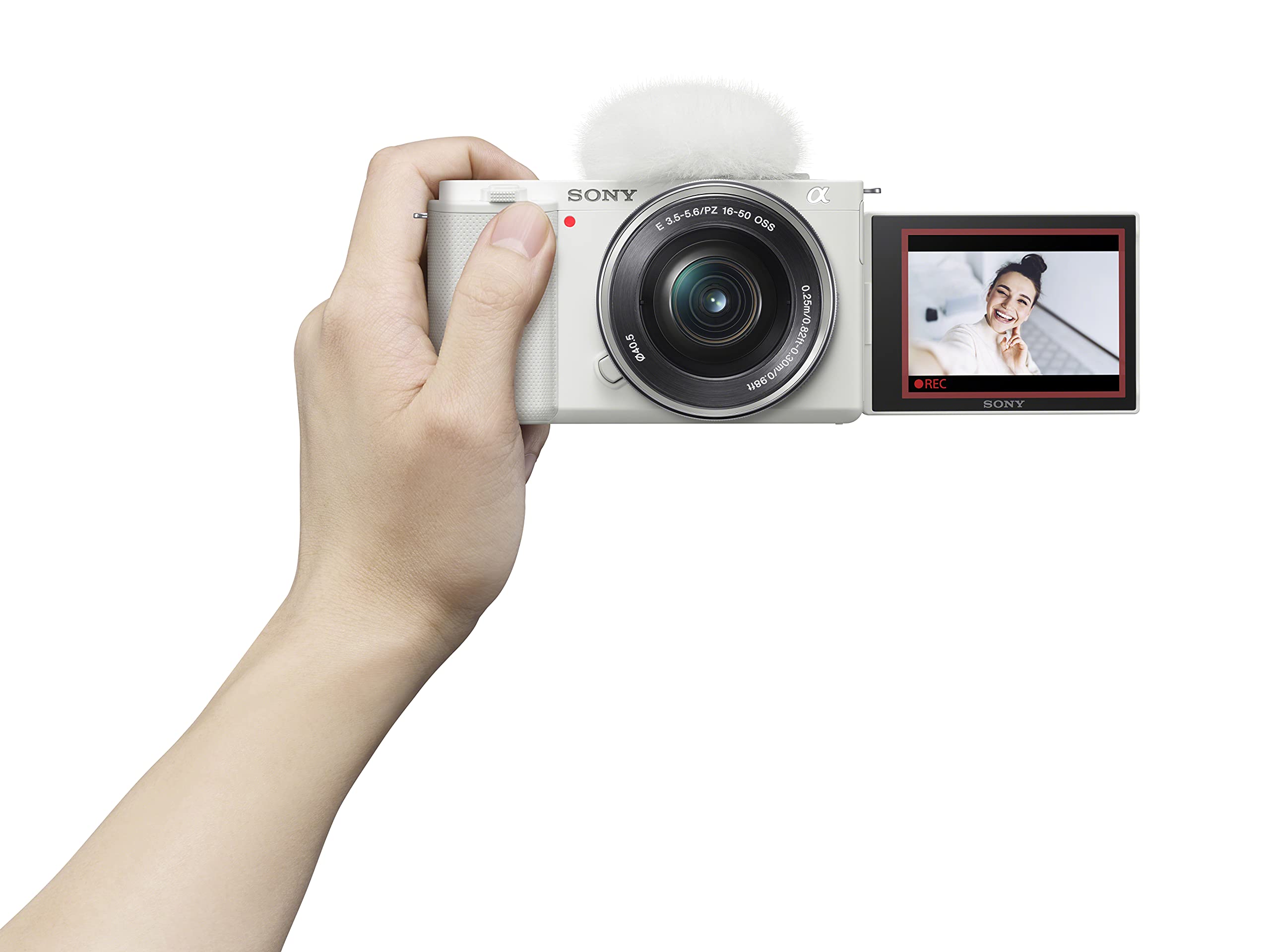 Sony Alpha ZV-E10 - APS-C Interchangeable Lens Mirrorless Vlog Camera Kit - Black: White w/16-50mm Base