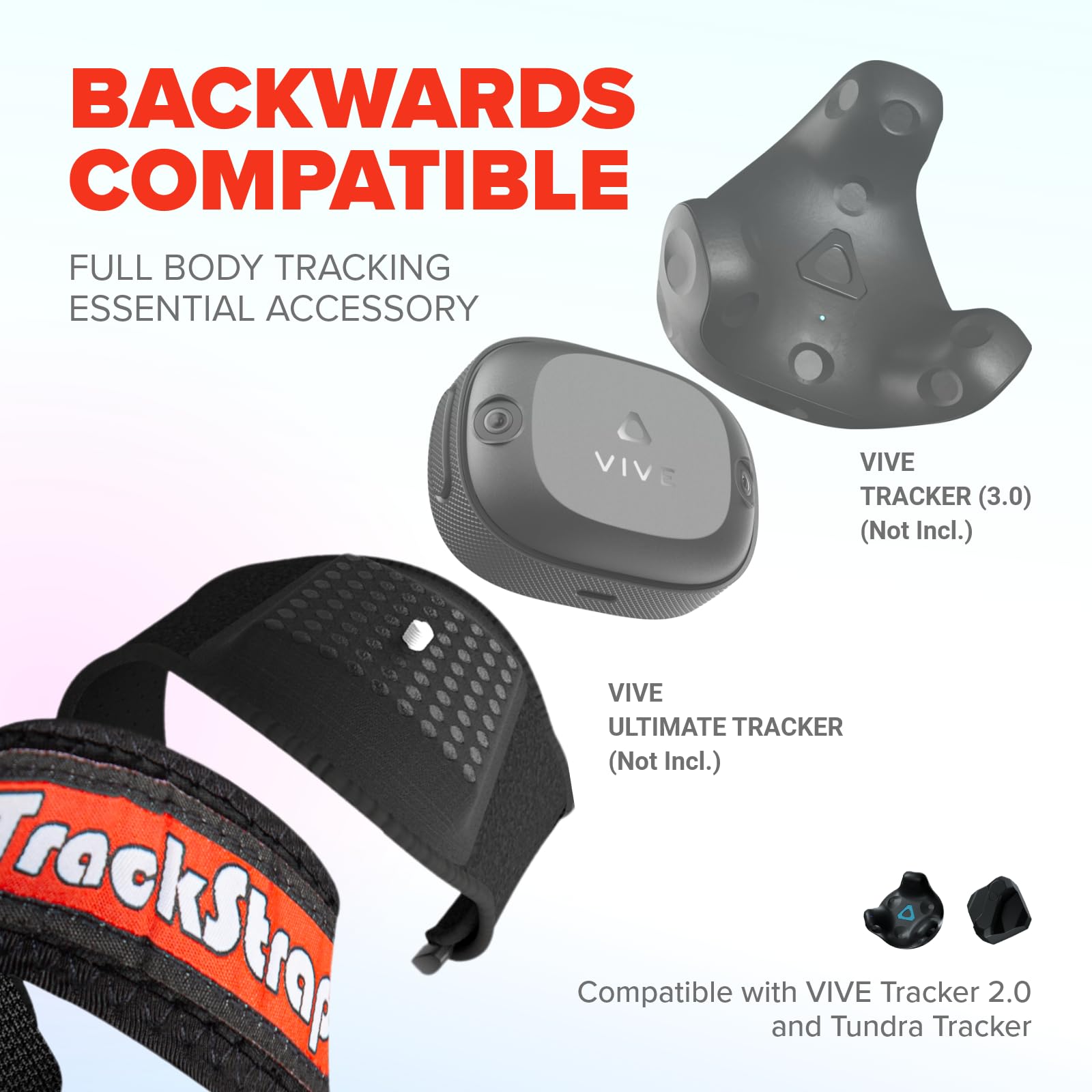 Rebuff Reality Trackstraps for Vive Tracker 3.0, 2.0, Vive UltimateTracker, Tundra Tracker – Empower Full Body Tracking in VR Chat, Dance Dash, and Other FBT Apps (Tracker Sold Separately), Black