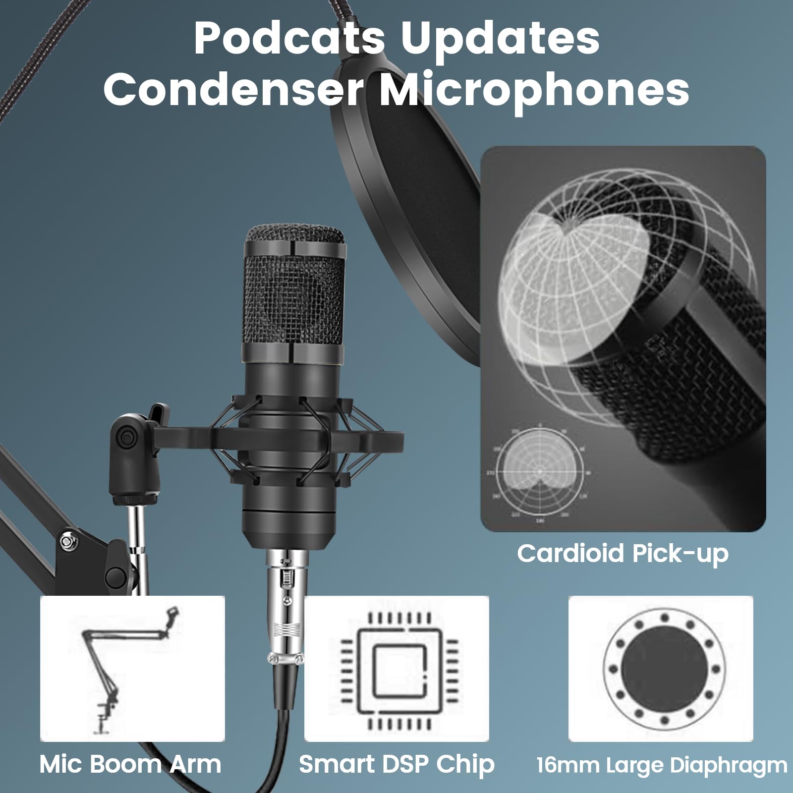 Brvomussy Podcast Equipment Bundle for 2, Audio Interface with Voice Changer Condenser Microphone for Gamer, All-in-One Audio Mixer Perfect for Live Streaming, Singing, YouTube, Gaming