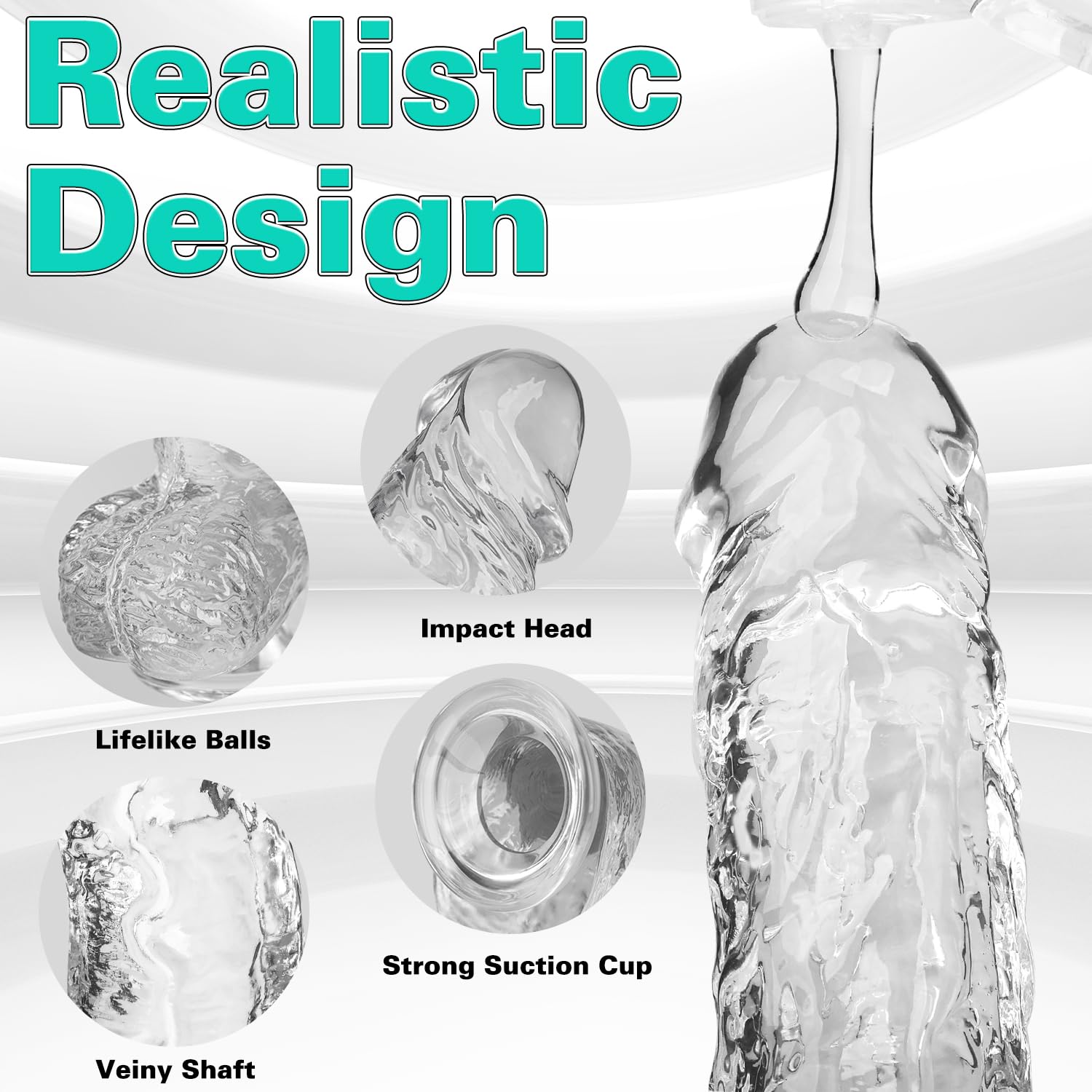 Clear Realistic Dildo, 7.3 Inch Feels Like Skin Body-Safe Material, with Strong Suction Cup for Hands-Free Play, Adult Sex Toys Suitable for Women Men Gay ＆ Couple: L1