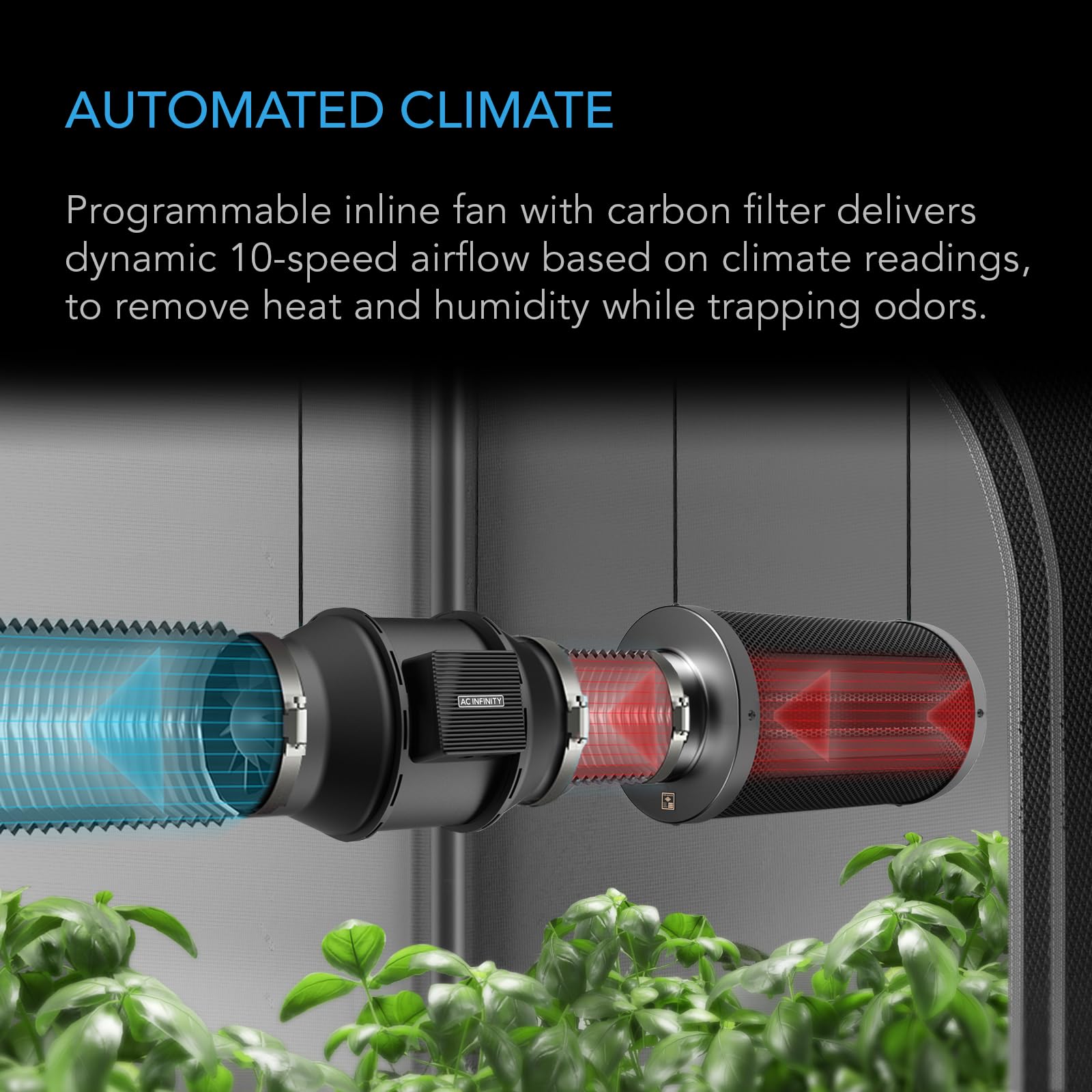 AC Infinity Advance Grow System 3x3, 3-Plant Kit, WiFi-Integrated Grow Tent Kit, Automate Ventilation, Circulation, Schedule Full Spectrum Samsung LM301H LED Grow Light, 2000D Mylar Tent: Black 24&#x201D; x 24&#x201D; x 72&#x201D;