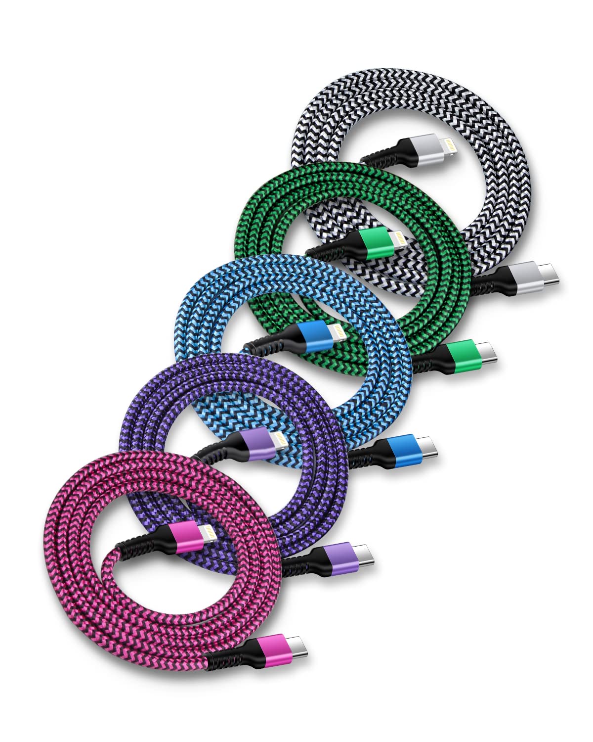 Lightning Charger-10Ft, 5Pack USB A to Lightning Cable for iPhone 14 Pro Max 14Pro 14 13 13Pro 12 Max 12Pro 11 Mini 11Pro SE X XR XS 8 Plus 7 6 6s Apple Certified Phone Charging Power Cord Wire