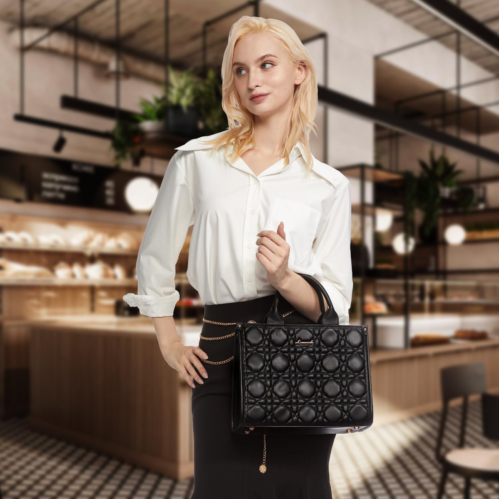 LOVEVOOK Purses and Handbags for Women, Handbags Shoulder Bags Black Purses and PU Leather Top Handles for Lady thumbnail 2