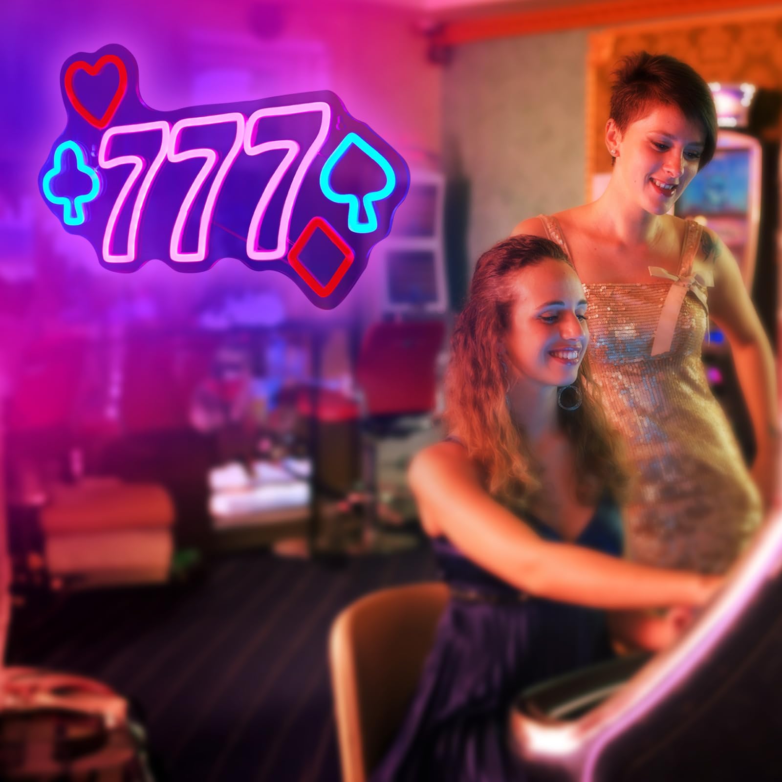 Neon Signs for Wall Decor Pink LED Light Sign for Preppy Room Decor Light Up Sign for Birthday Party Decoration USB Powered: 777