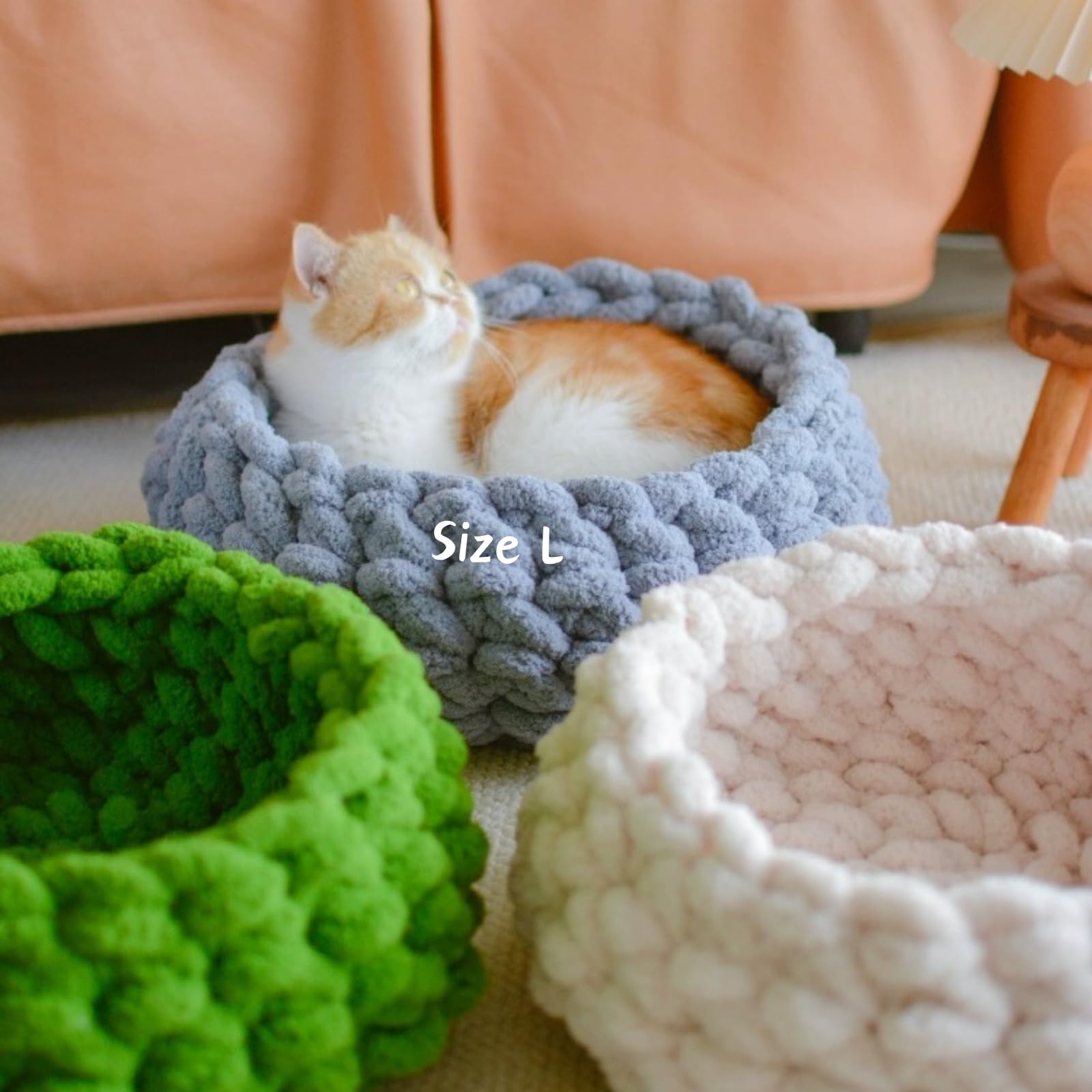 Urnat Cat Nest Bed – Premium Handwoven Washable Extra Soft Round Cave House for Indoor Kitten & Kitty, Small & Large (Cloud White,Large): MapleLeaf Red Large