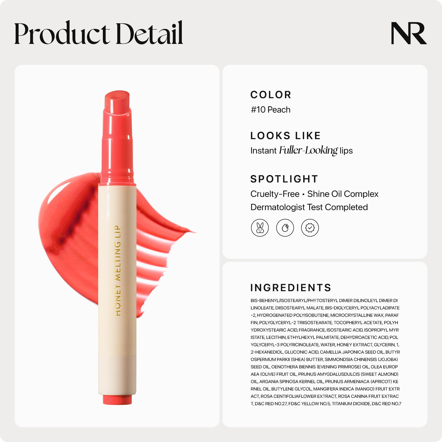 Nature Republic HONEY MELTING LIP GLITTER (13 AURORA) SOFT LIP STICK Hydrating Gloss, Moisturizing balms, Shine Glimmer Finish, Shimmery-Sheer tint, korean make up: 10 PEACH