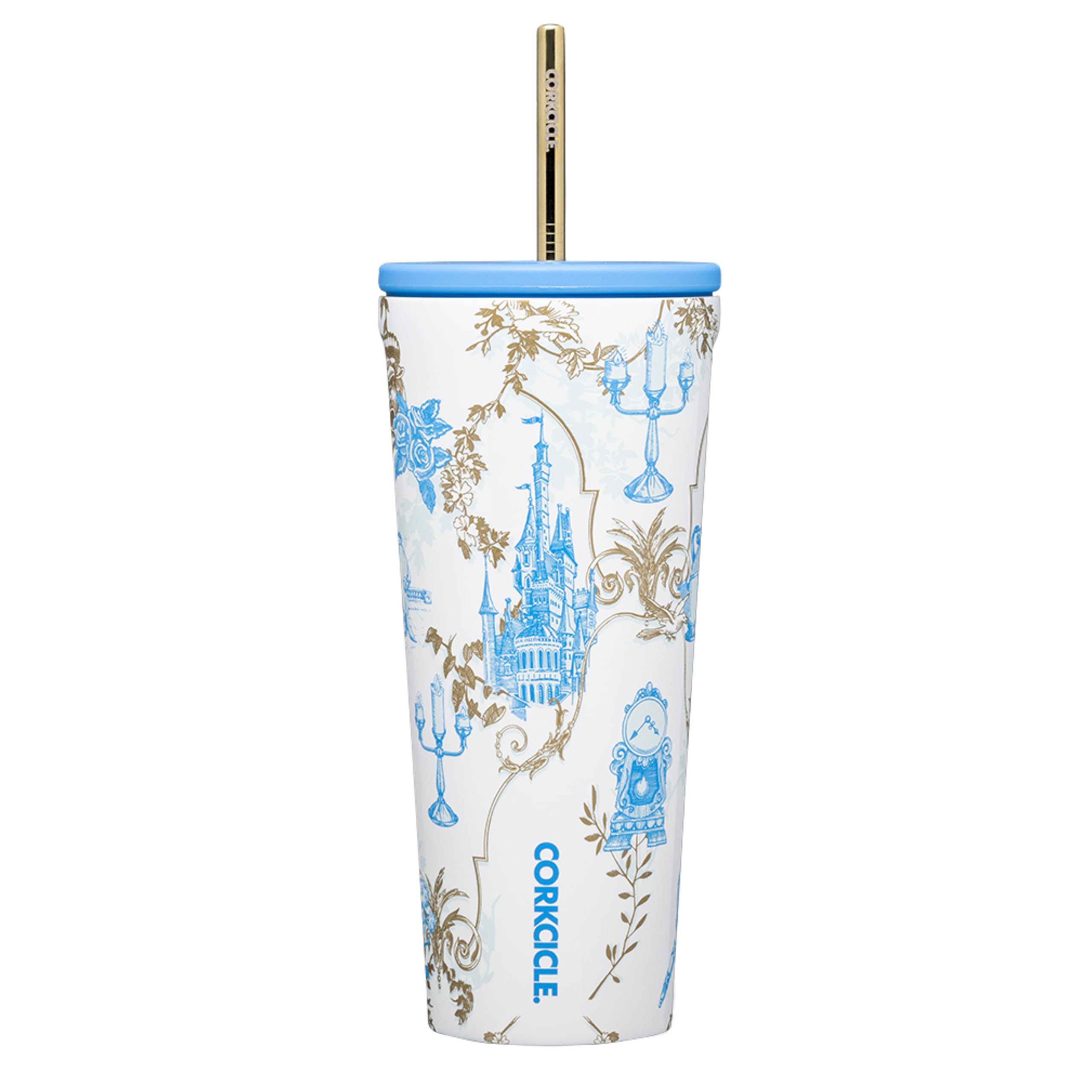 Corkcicle x Disney Princess Belle Cold Cup Insulated Tumbler with Lid and Straw, 24 oz – Reusable Water Bottle Keeps Beverages Cold 12hrs, Hot 5hrs – Cupholder Friendly, Lid for Flexible Sipping
