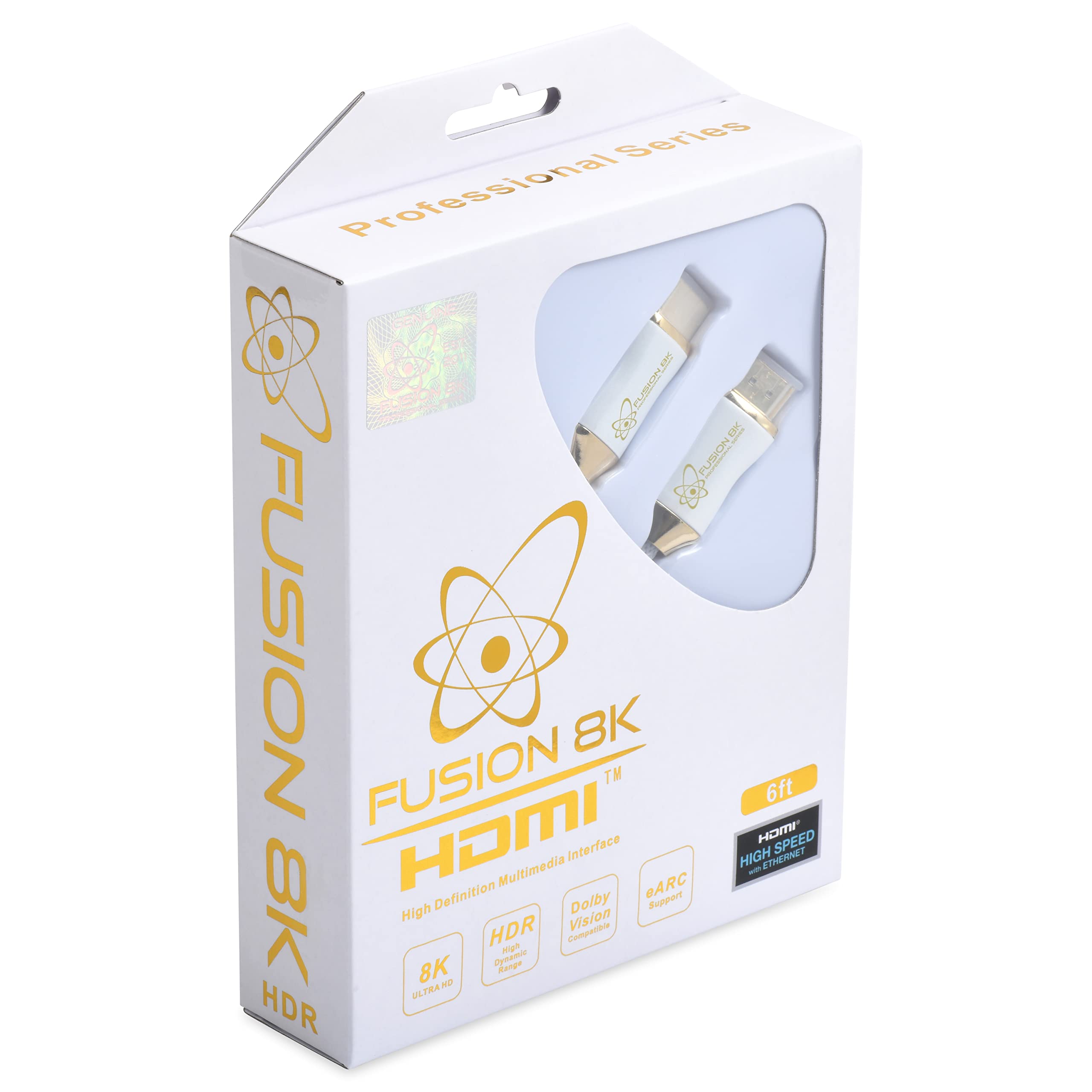 Fusion8K White HDR HDMI 2.1 Certified Cable Supports 10K 8K @60Hz and 4K @120Hz Compatible with Dolby Vision and All TVs, BluRay, Xbox Series X, PS5 (): 6 Feet