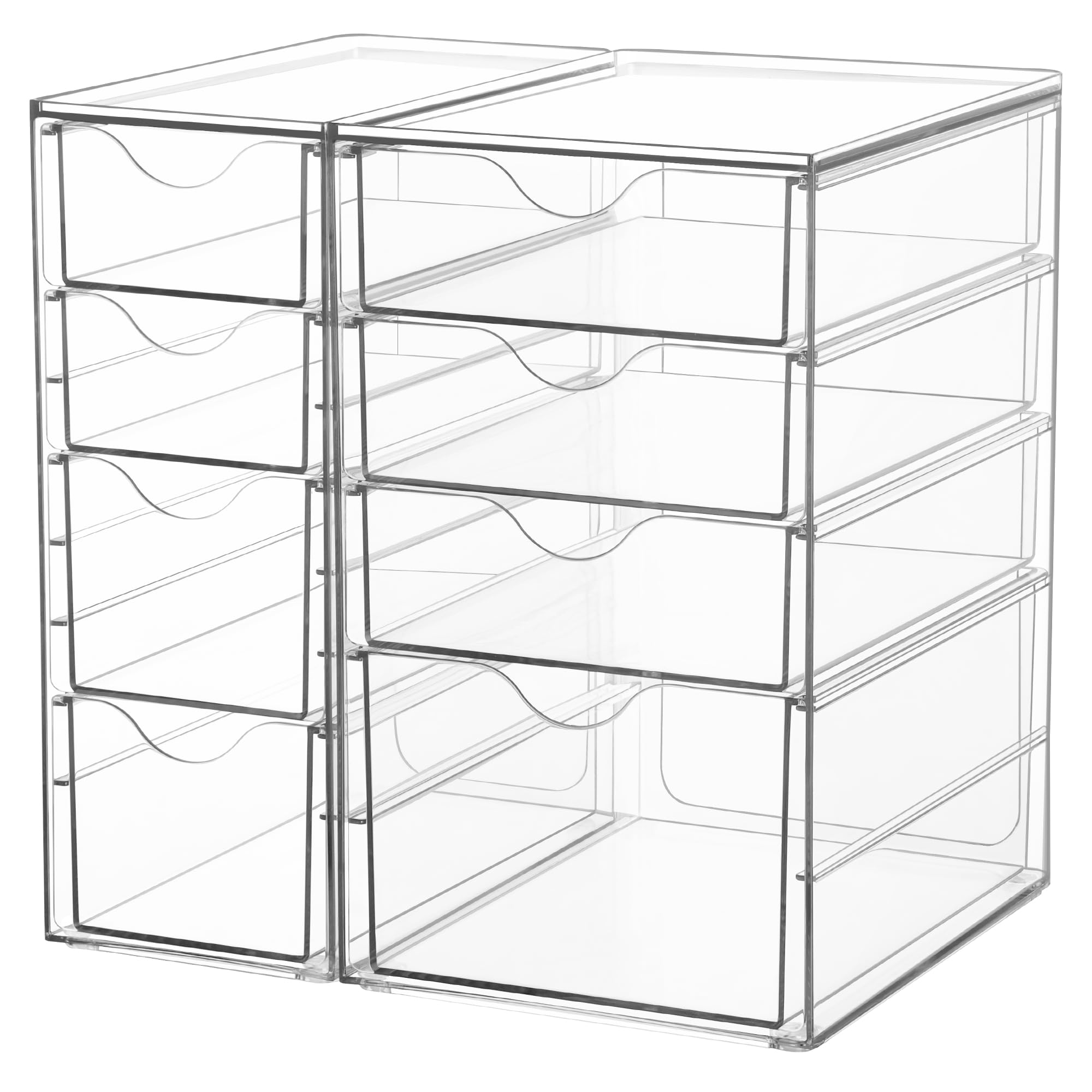 Vtopmart Acrylic Organizer with 16 Drawers (4 Set),Clear Storage Drawers for Office Supplies,Desk Organization and Storage for Makeup,Jewelry,Art Crafts